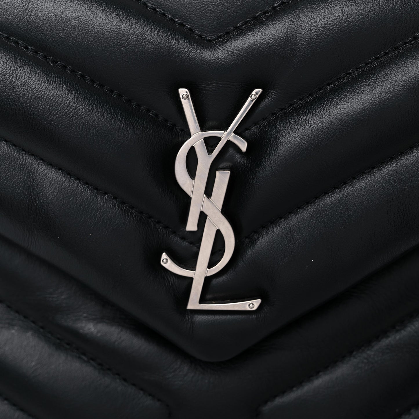 Calfskin Y Quilted Monogram Small Loulou Chain Satchel Black