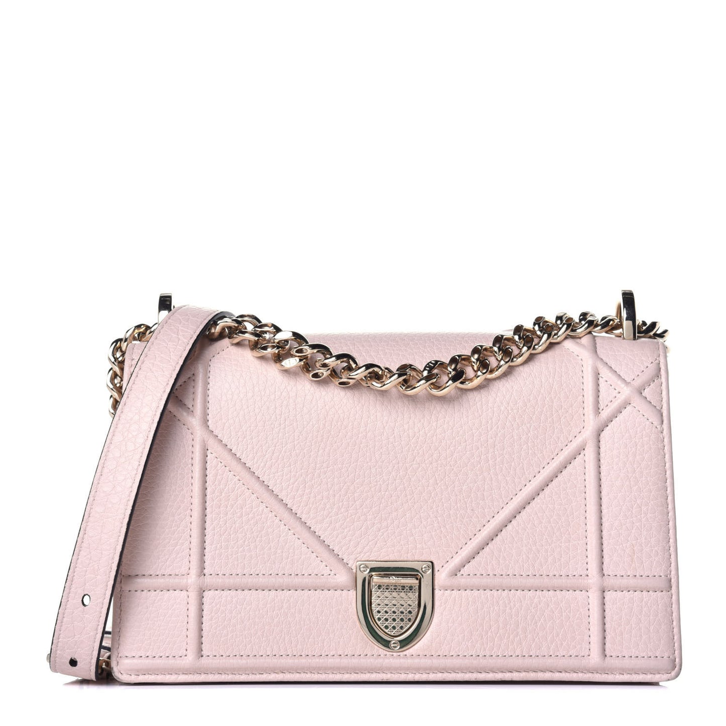 Grained Calfskin Cannage Medium Diorama Flap Bag Rose Poudre