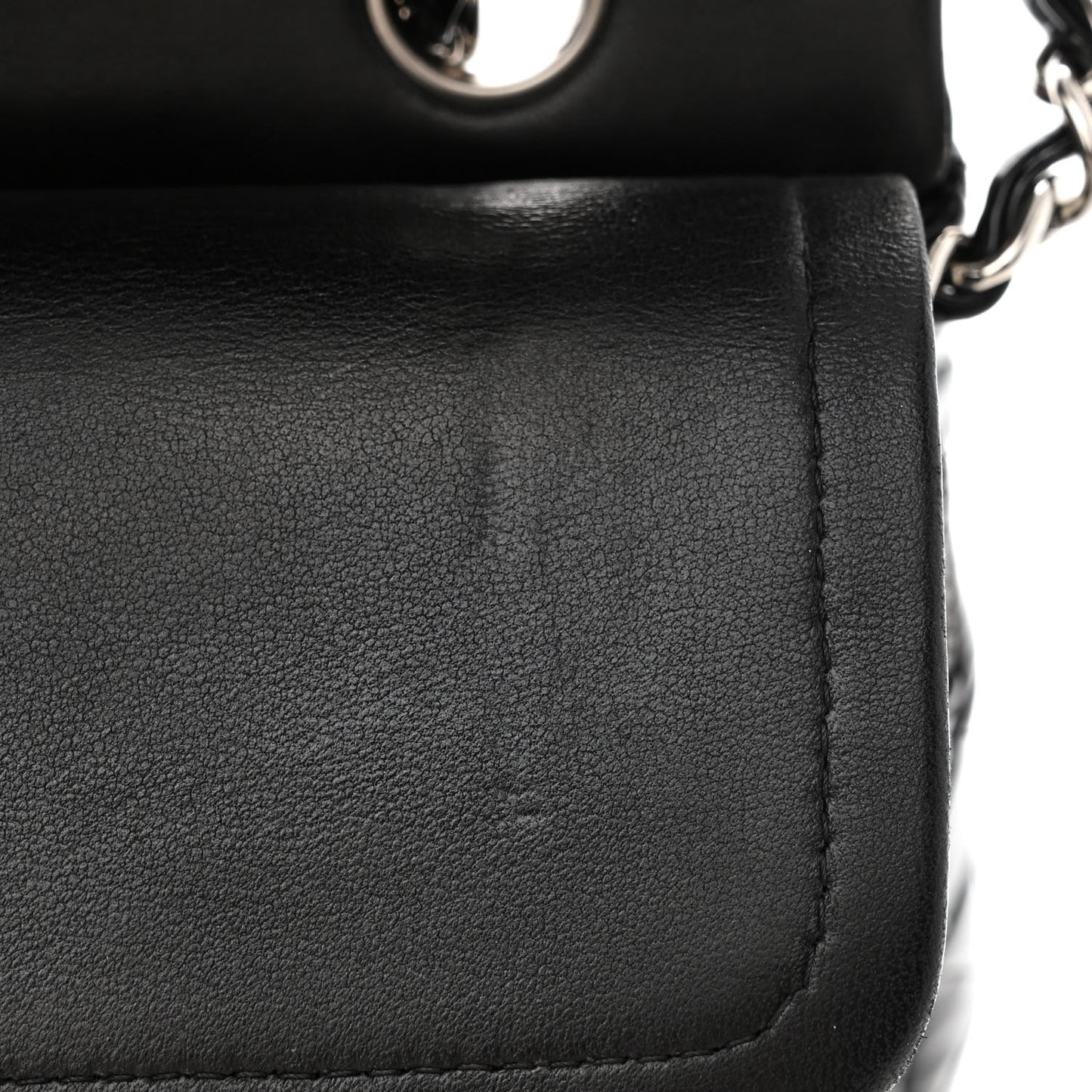 Patent Quilted Medium Double Flap Black