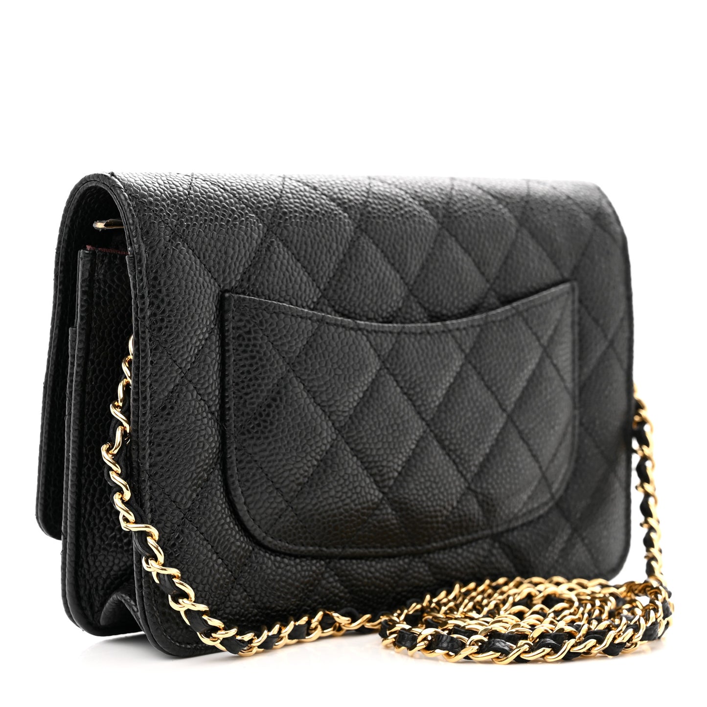 Caviar Quilted Wallet on Chain WOC Black