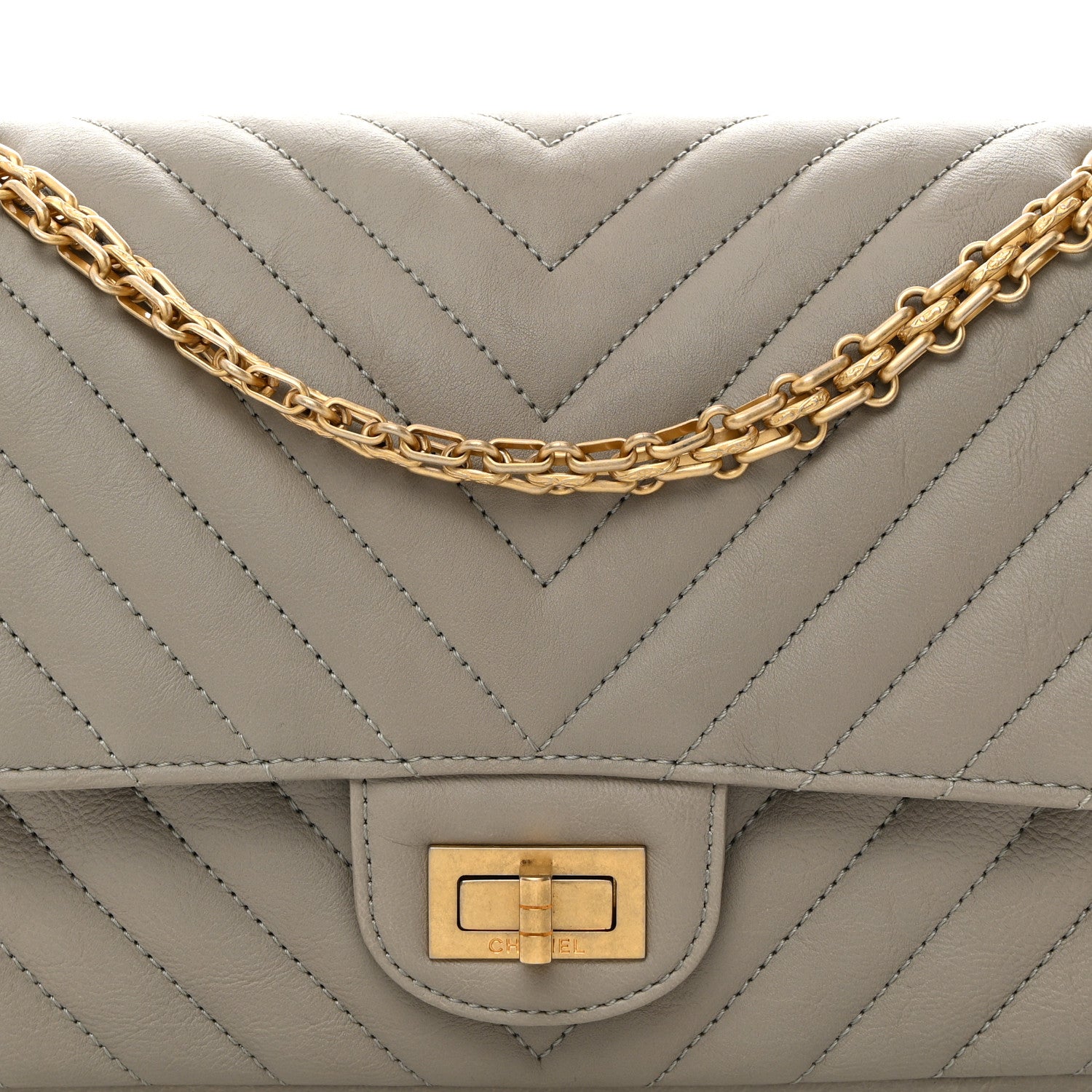Chanel Calfskin Chevron Quilted 2.55 Reissue 225 Flap Grey 8 of 10