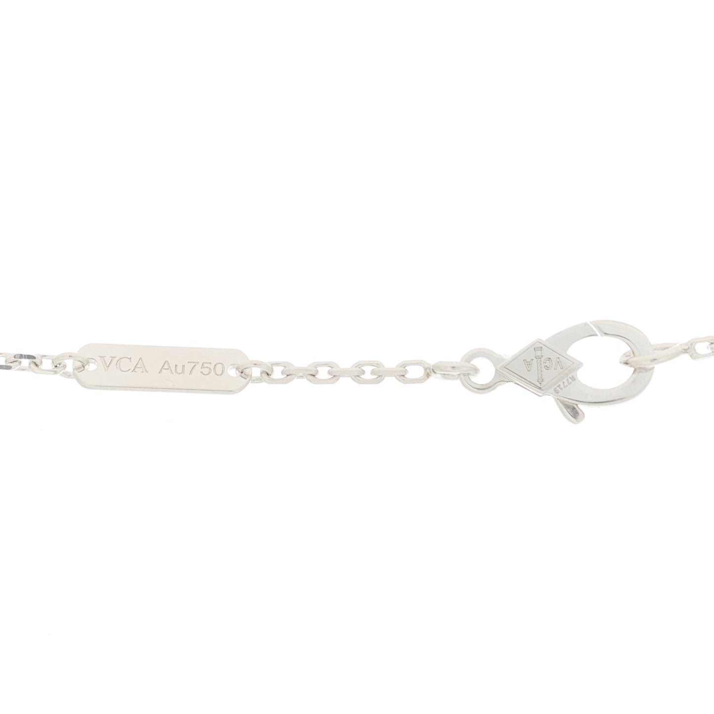 18K White Rose Gold Diamond Guilloche Vintage Alhambra Pendant Necklace