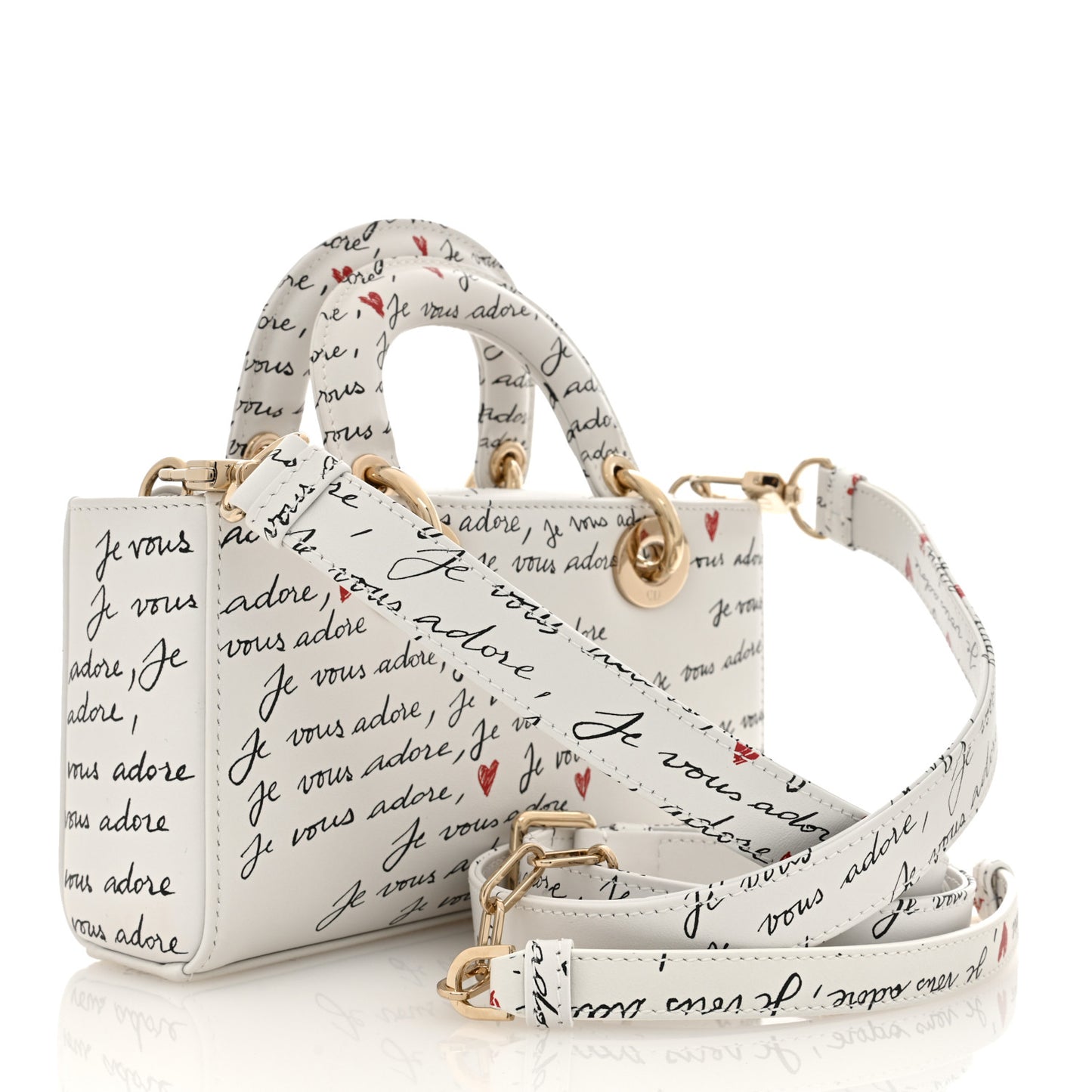 Calfskin Je Vous Adore Dioramour Small Lady D-Joy White Black Red