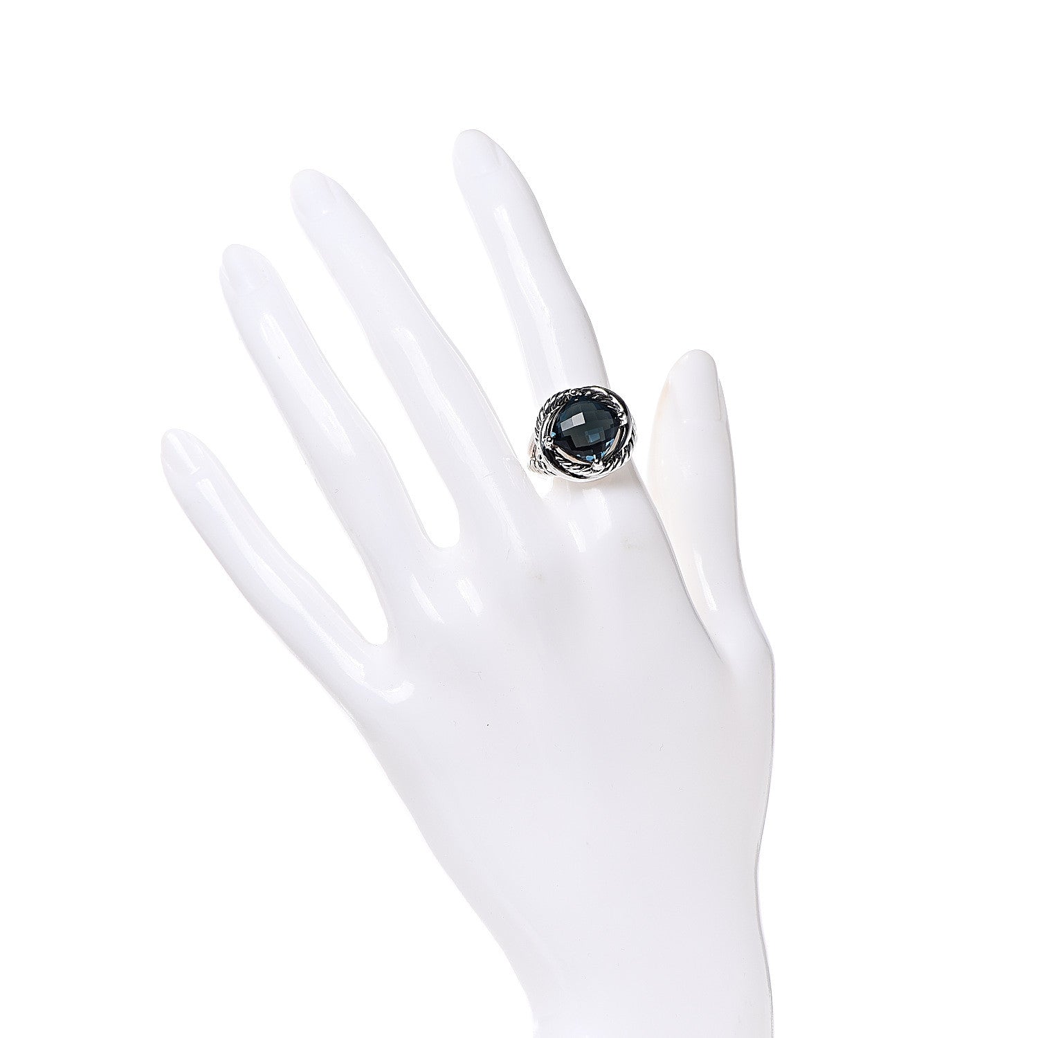 David Yurman Sterling Silver Hampton Blue Topaz 11mm Infinity Ring 52 6 2 of 5