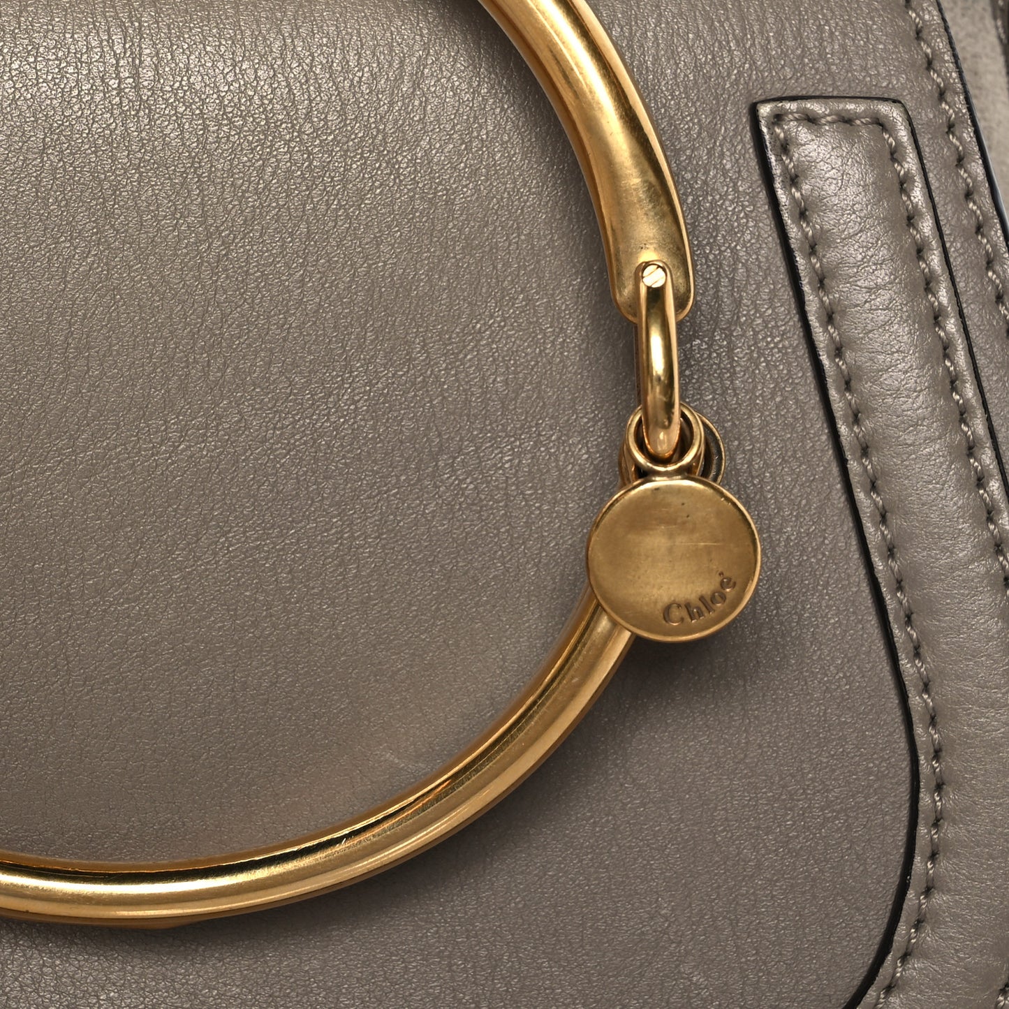 Calfskin Suede Small Nile Bracelet Bag Motty Grey