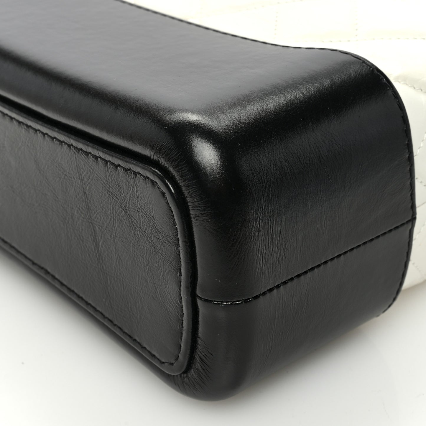 Aged Calfskin Quilted Medium Gabrielle Hobo Black White