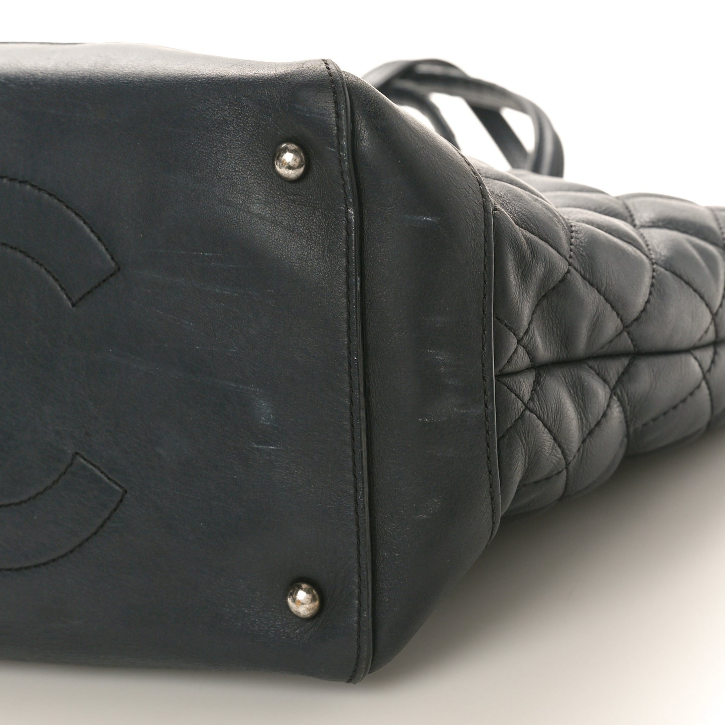 Calfskin Quilted Small Easy Shopping Tote Black