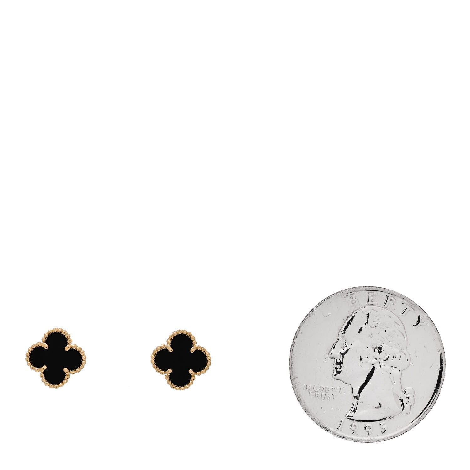 Van Cleef & Arpels 18K Yellow Gold Black Onyx Sweet Alhambra Earrings 2 of 5