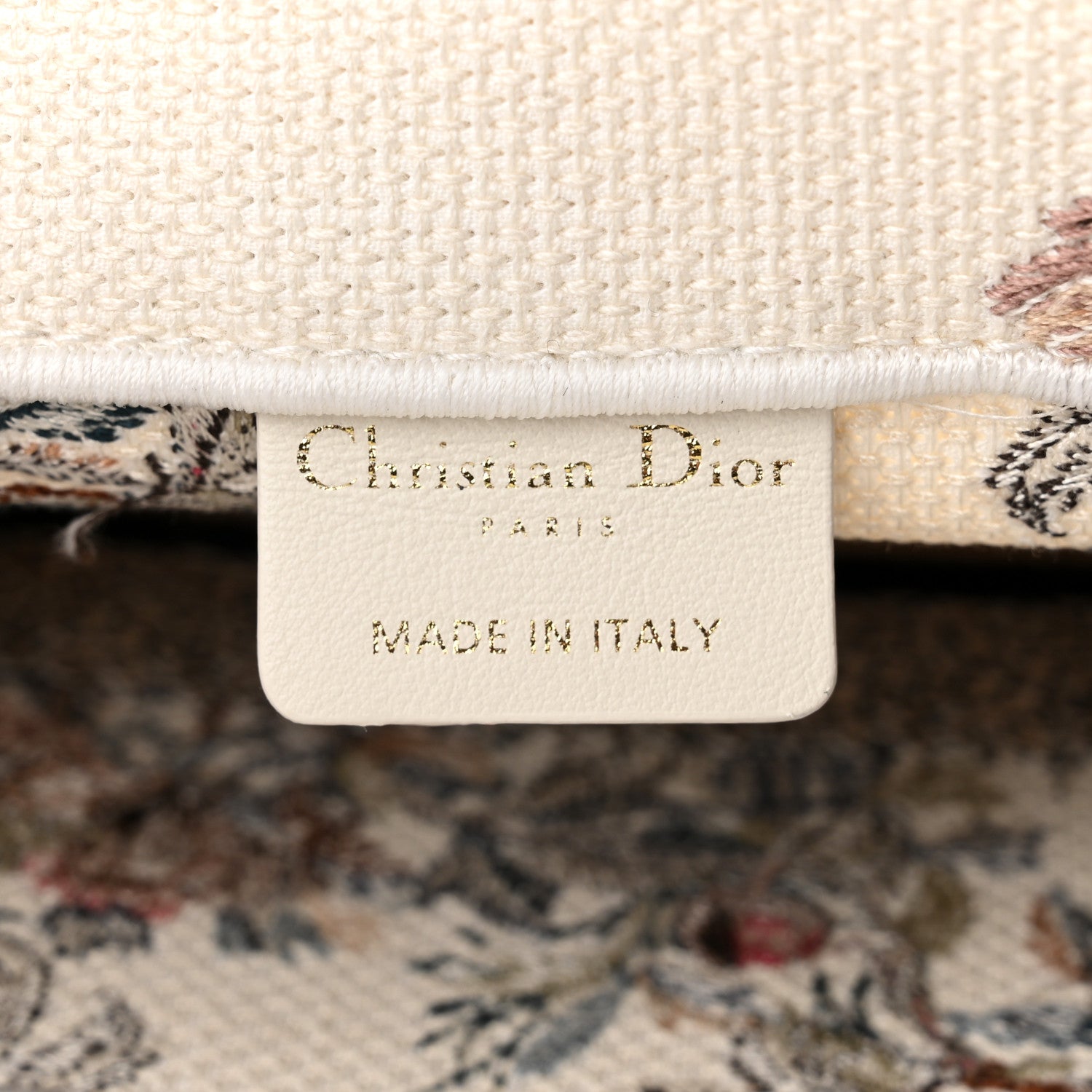 Christian Dior Canvas Embroidered Medium Jardin D'Hiver Book Tote Latte Multicolor 7 of 11