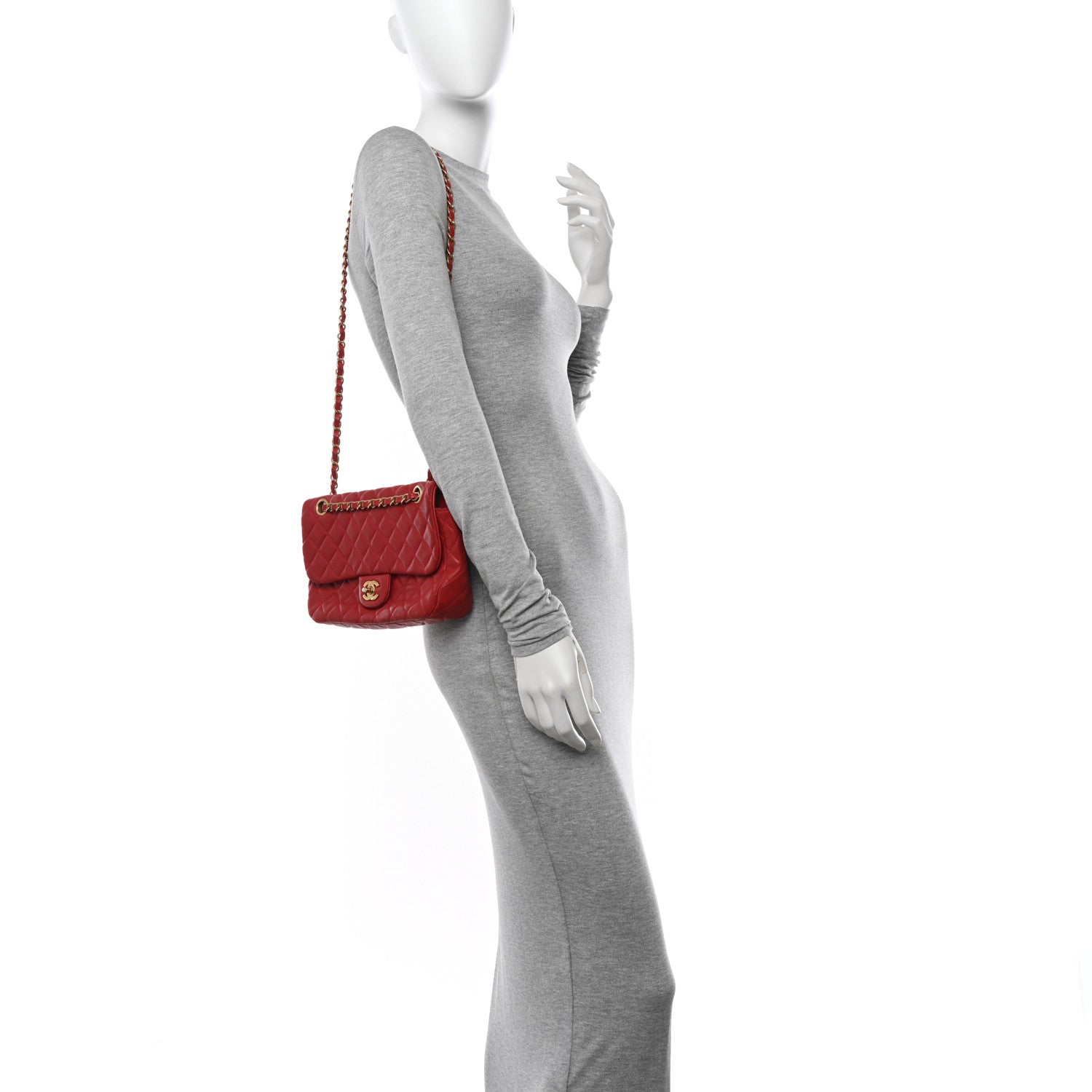 Chanel Lambskin Quilted Medium Cruise Charm Single Flap Red 3 of 11