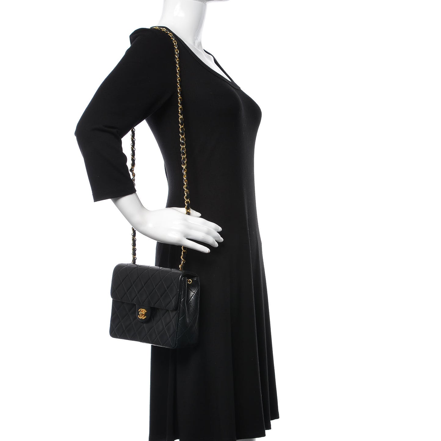 Lambskin Mini Square Flap Black