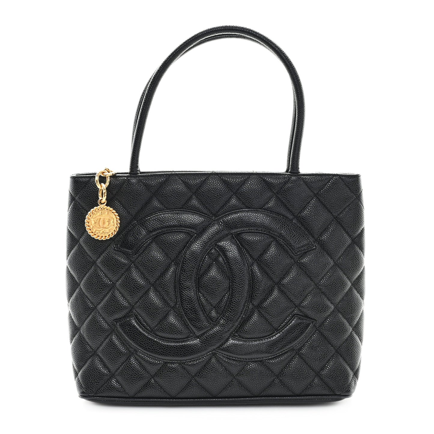 Caviar Quilted Medallion Tote Black