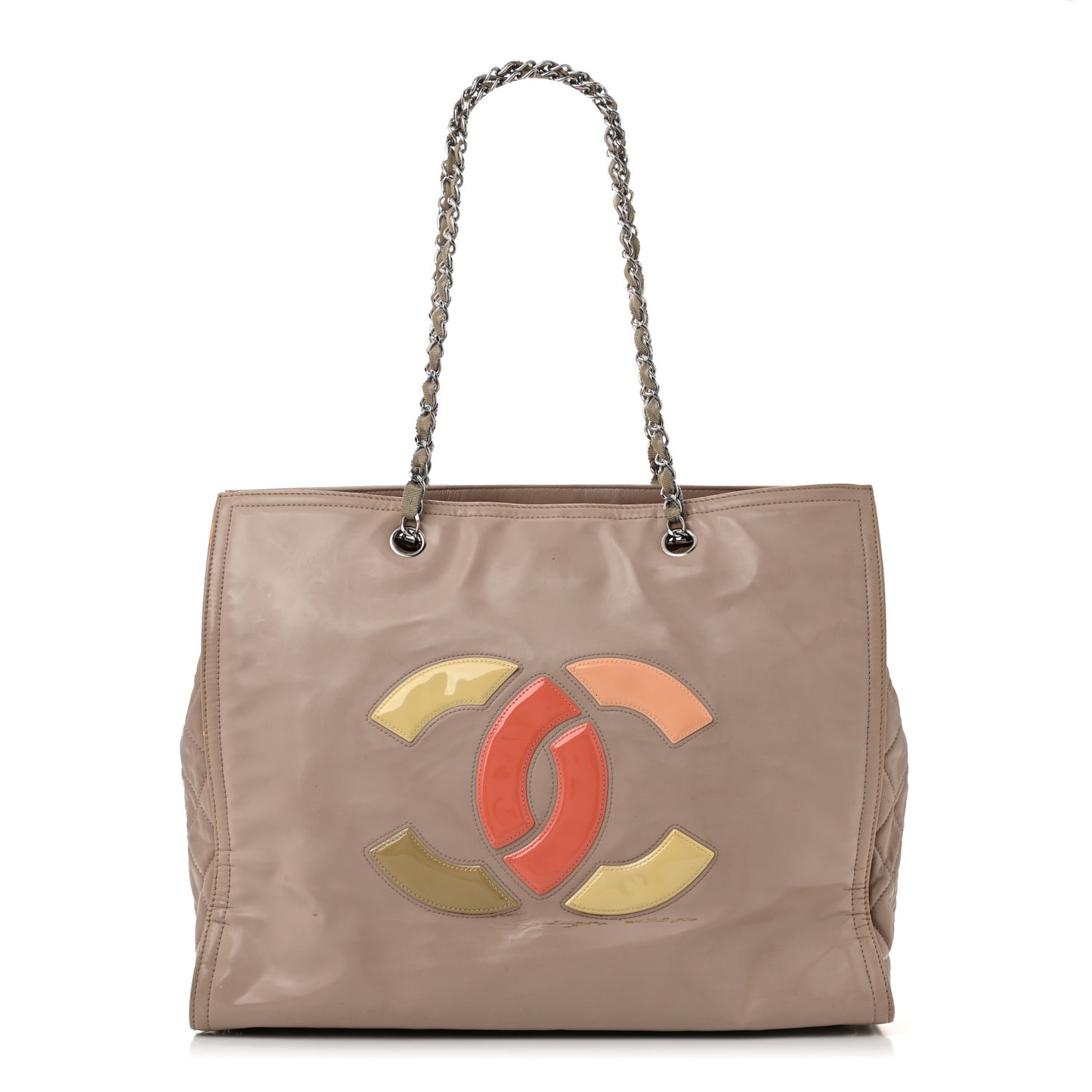 Vinyl Large Lipstick Tote Dark Beige