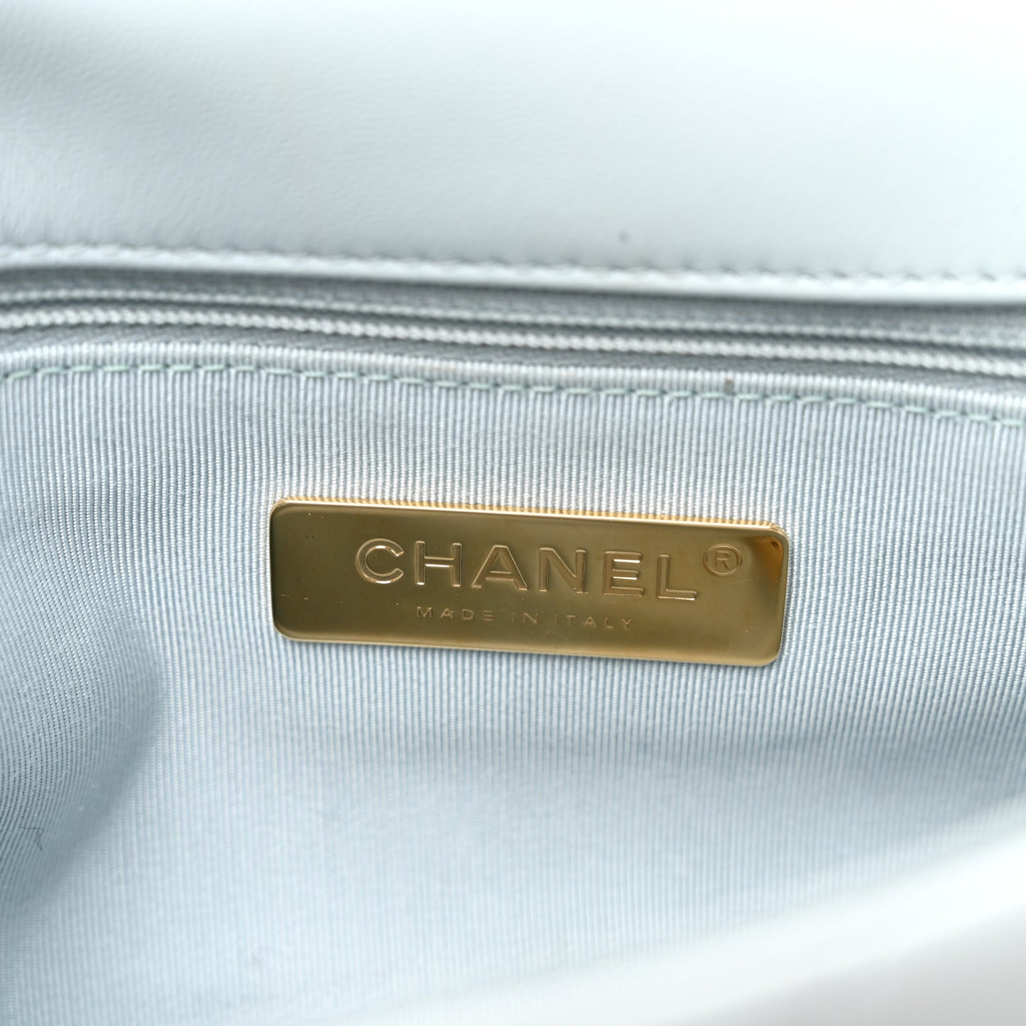 Lambskin Quilted Medium Chanel 19 Flap Light Blue