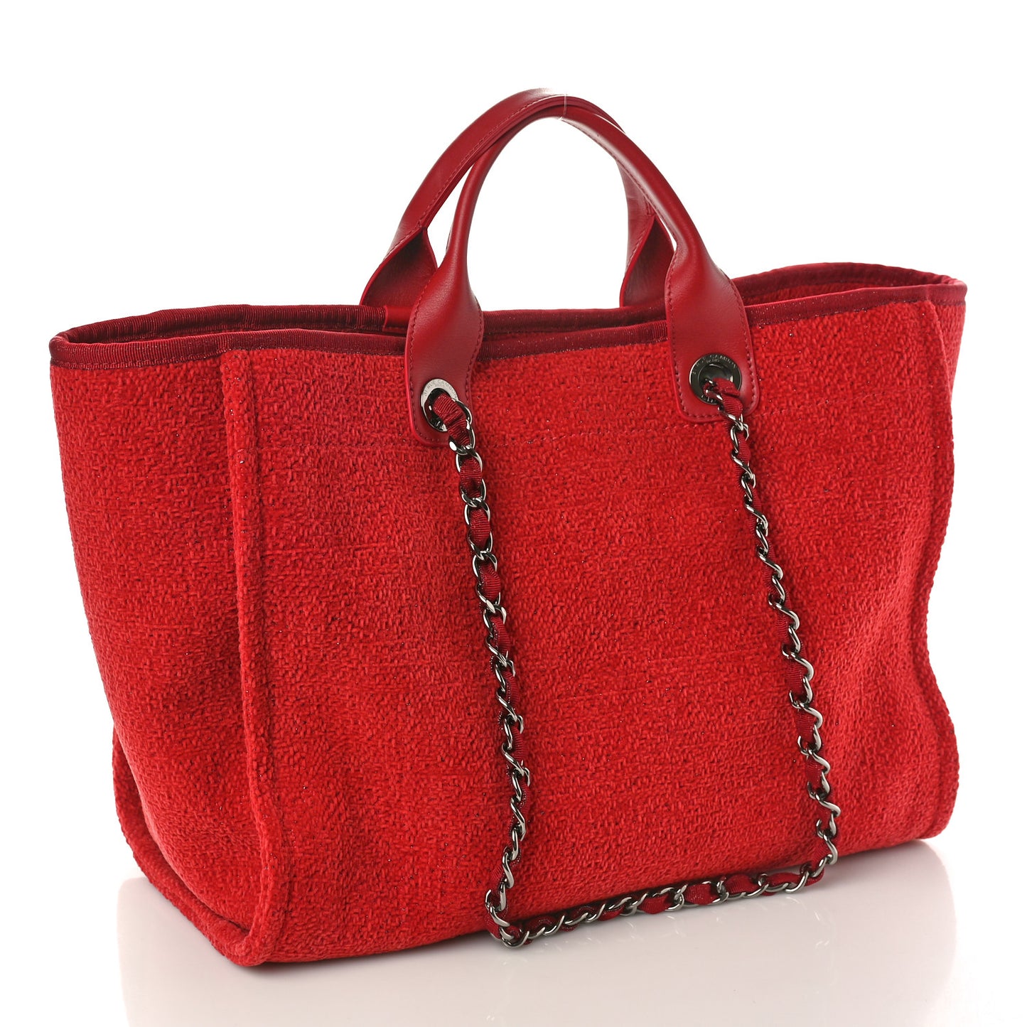 Lurex Boucle Medium Deauville Tote Red