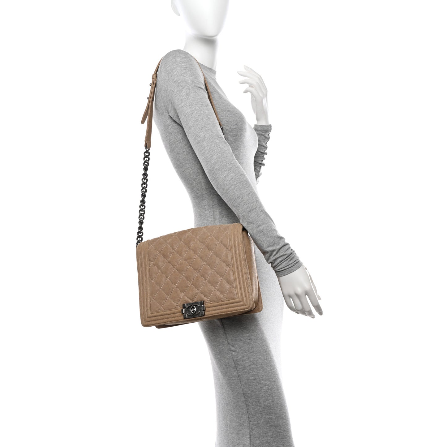Nubuck Quilted New Medium Gentle Boy Flap Beige