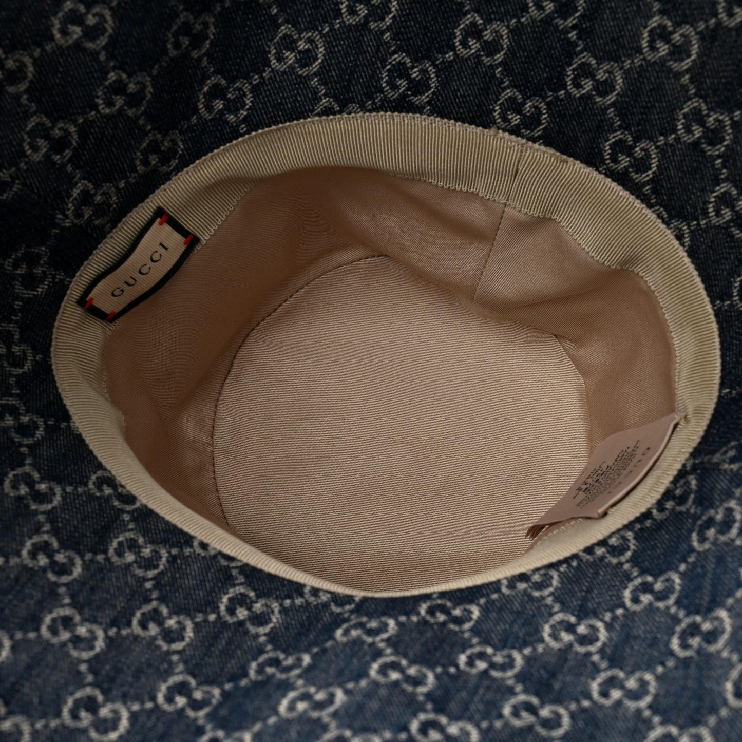 Eco Washed Denim GG Monogram Brim Hat XS Blue Ivory
