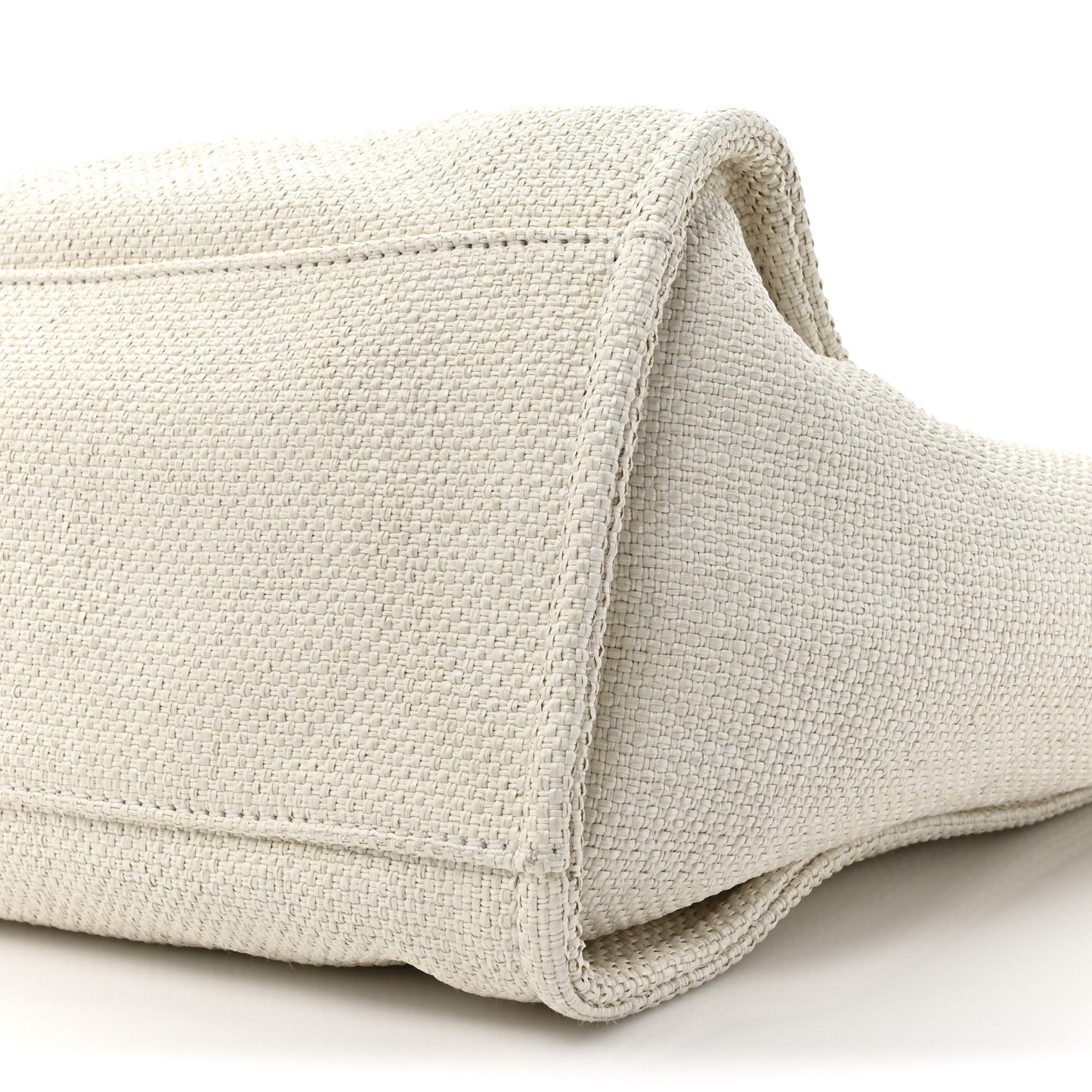 Woven Straw Raffia Medium Deauville Tote White Navy