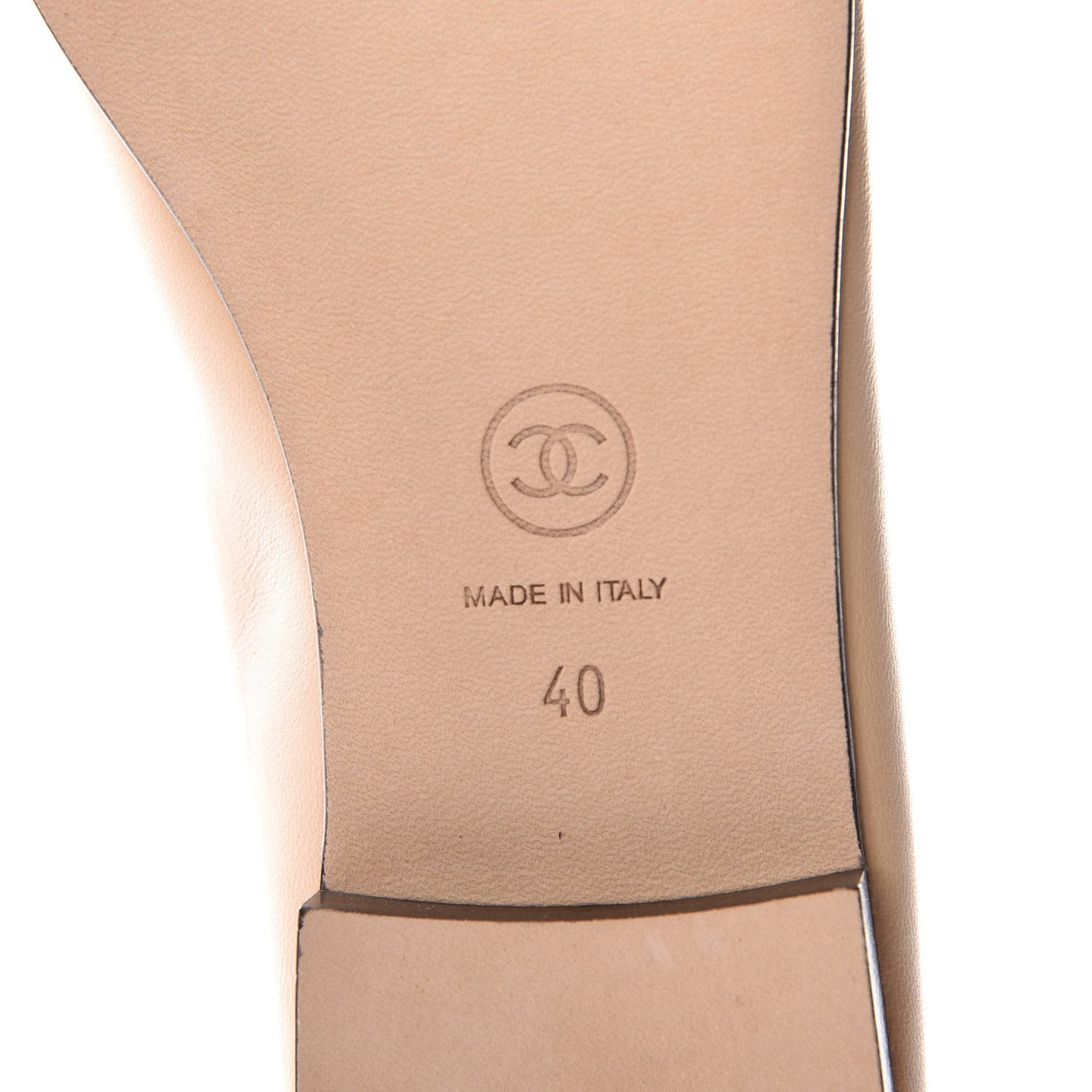 Lambskin Cap Toe CC Ballerina Flats 40 Beige Black