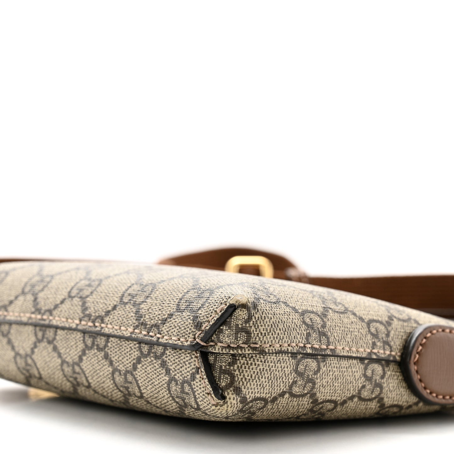 GG Supreme Monogram Azalea Calfskin Small Retro Interlocking G Wristlet Messenger Bag Beige Ebony Brown Sugar