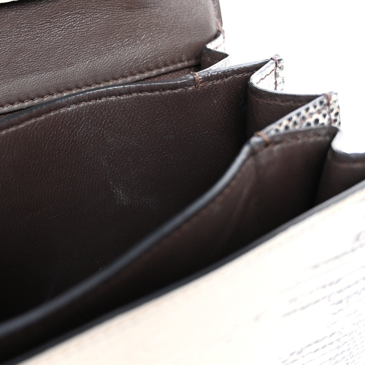 Lizard Small Classic Box Flap Bag Natural