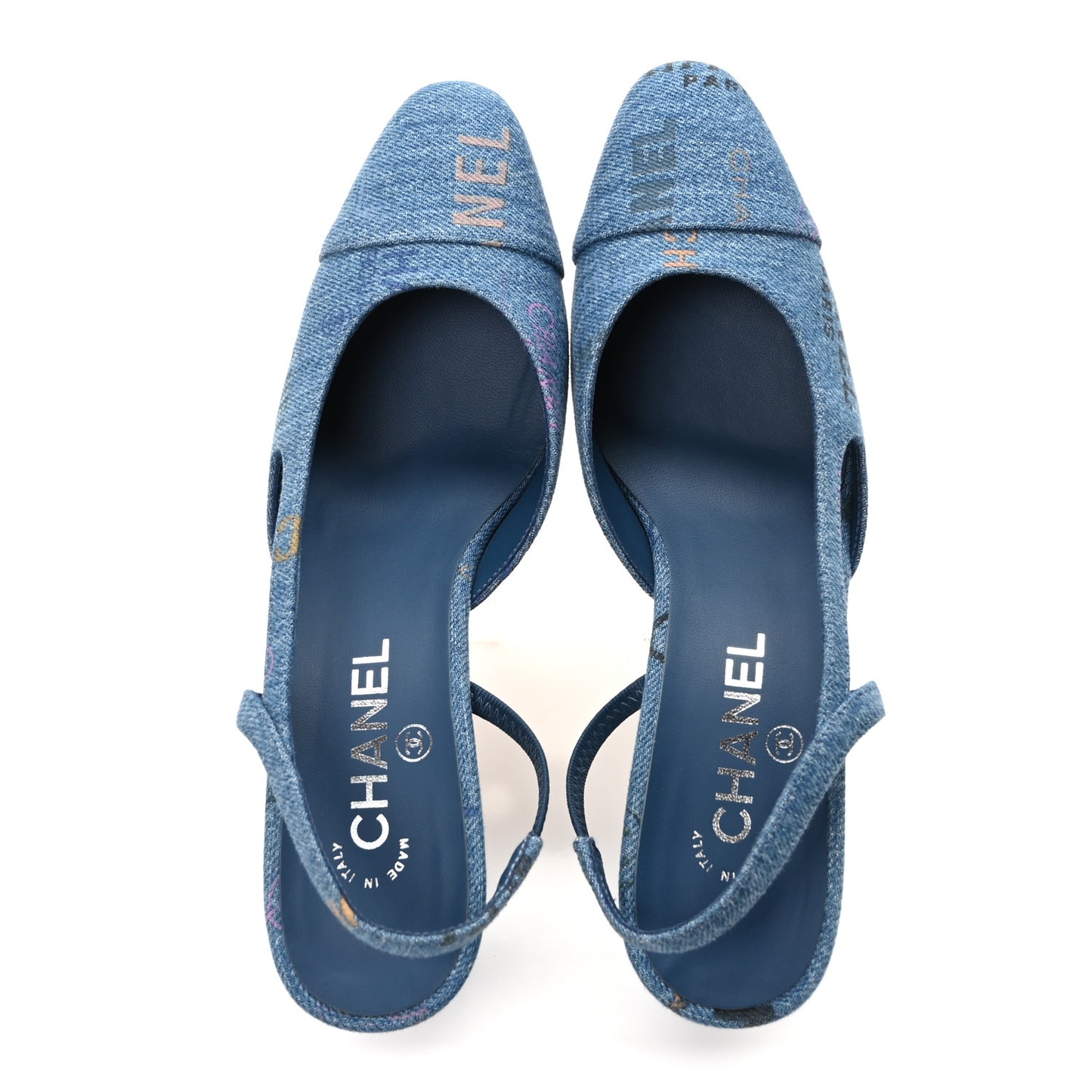 Denim Cap Toe Denim Mood Slingback Pumps 39 Blue Multicolor
