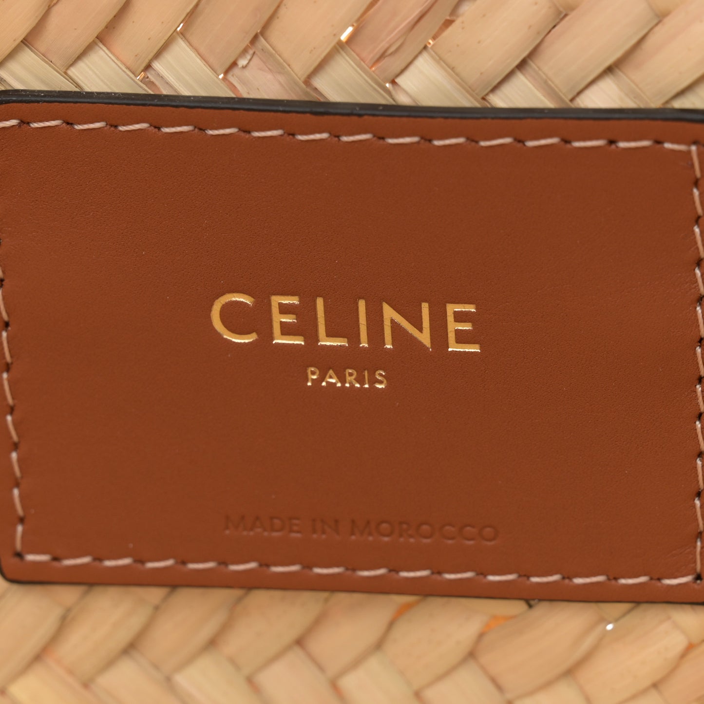 Raffia Calfskin Triomphe Teen Panier Tan