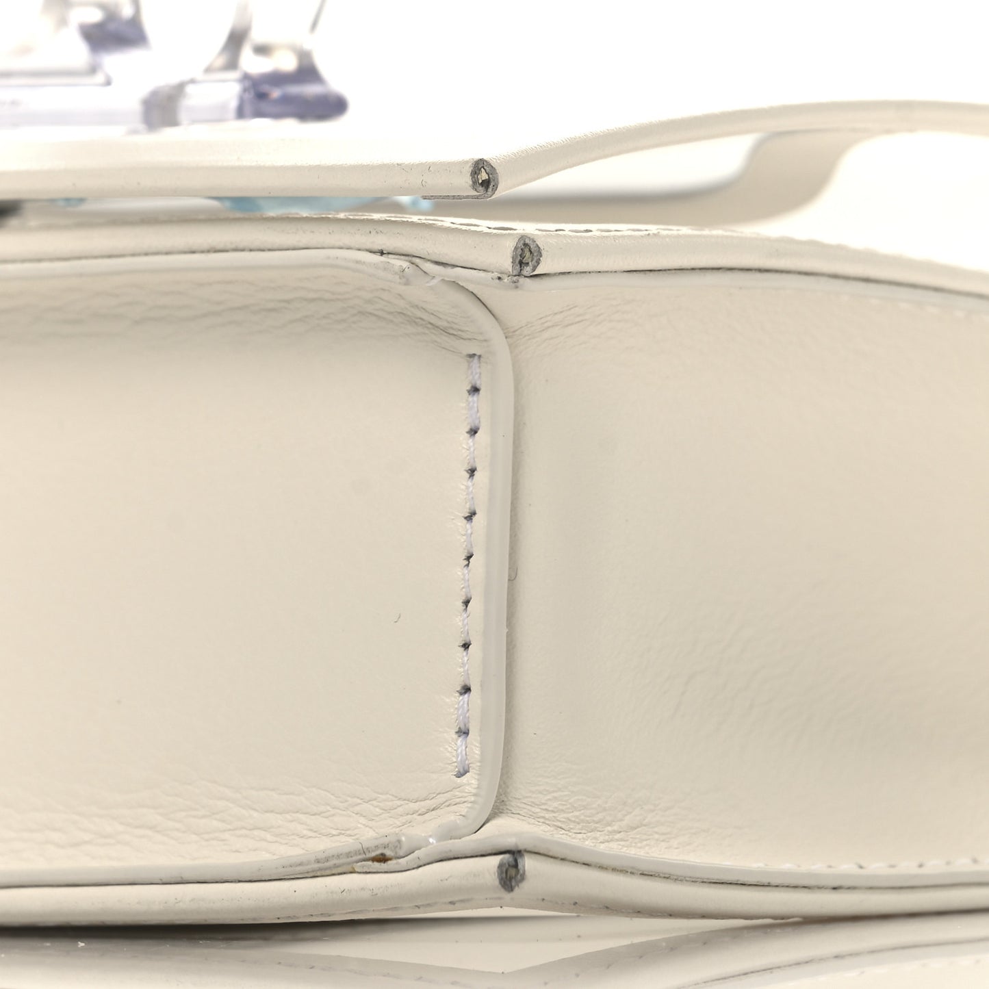 Polyurethane Calfskin Transparent Jeweled Knuckle Satchel Clear White