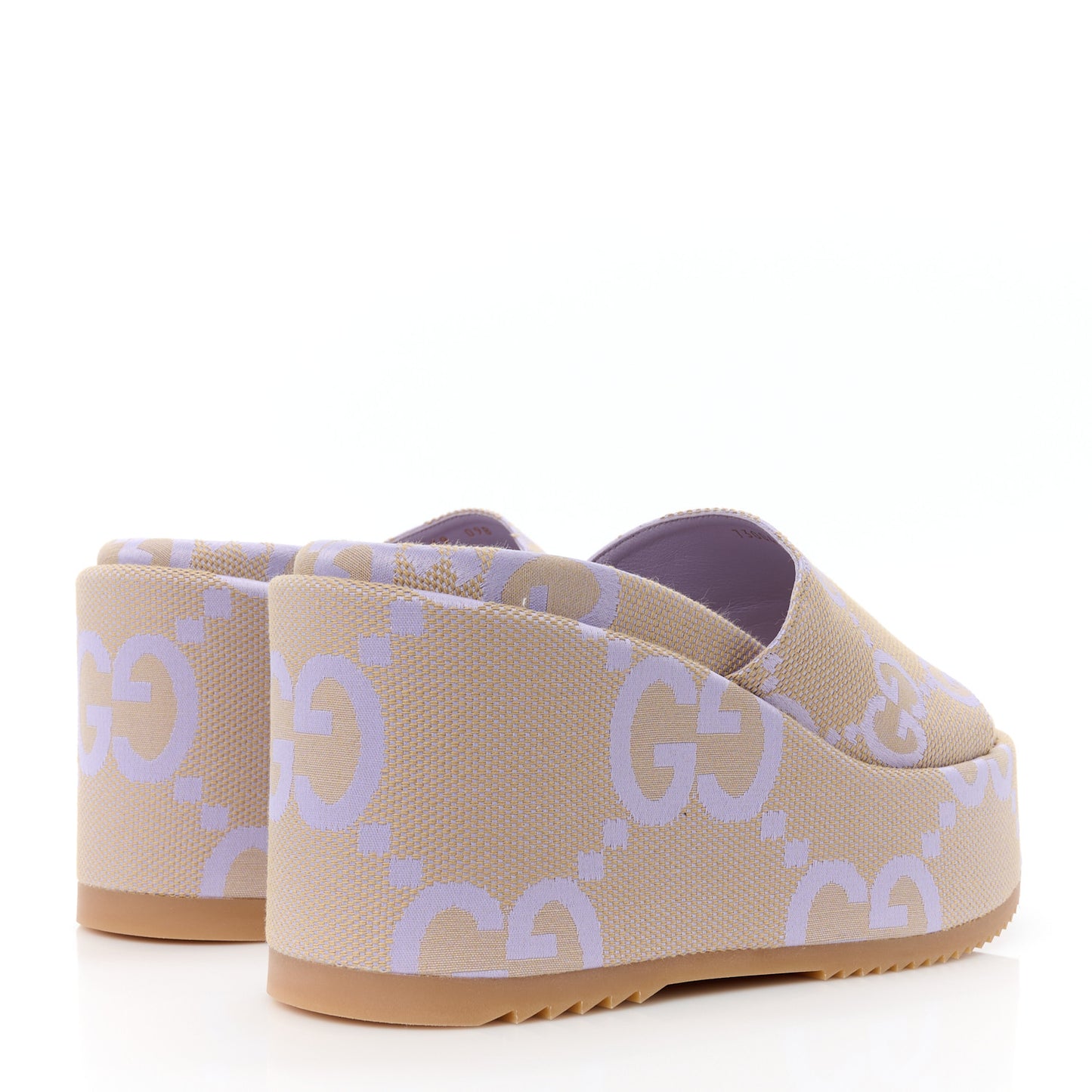 Monogram Jumbo GG Platform Slide Wedge Sandals 39 Beige Lapis