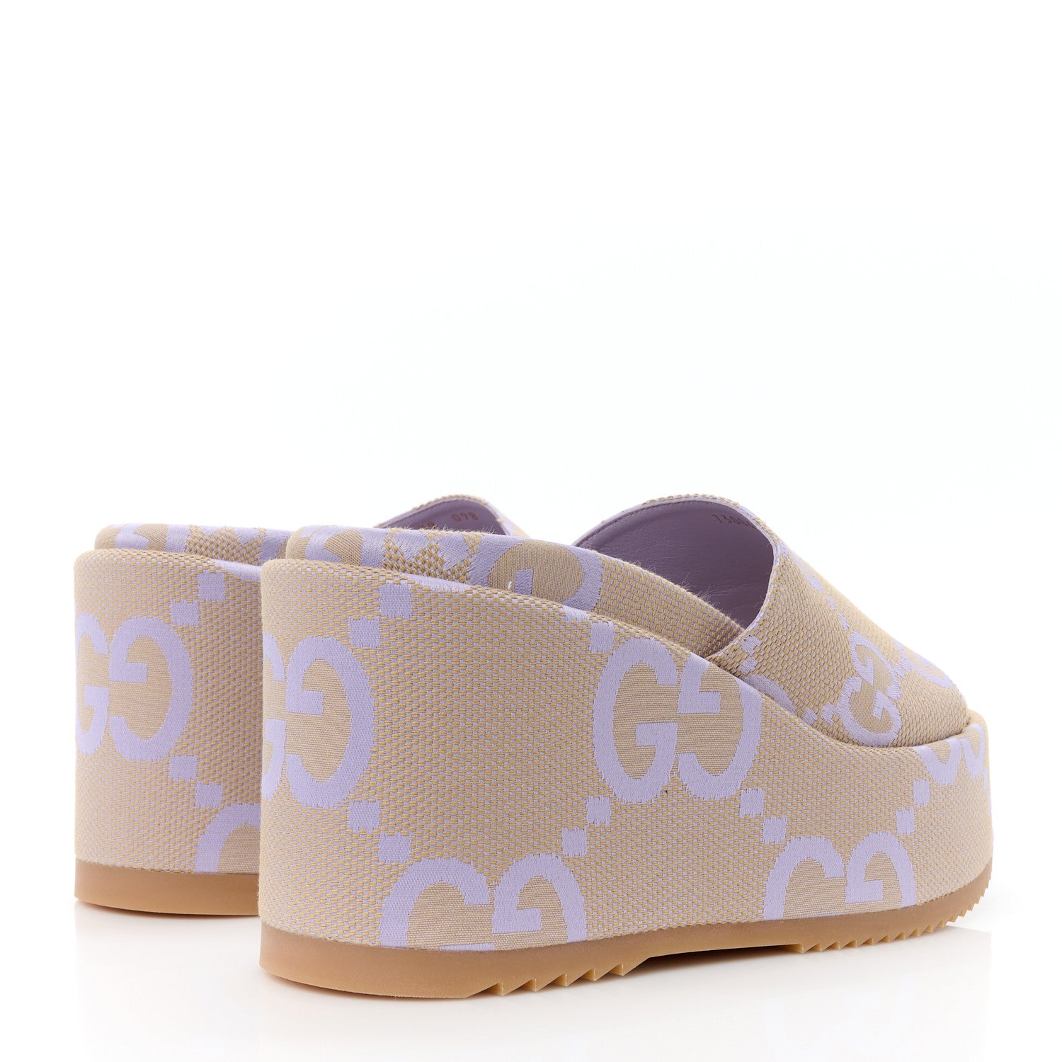 Gucci Monogram Jumbo GG Platform Slide Wedge Sandals 39 Beige Lapis 4 of 10