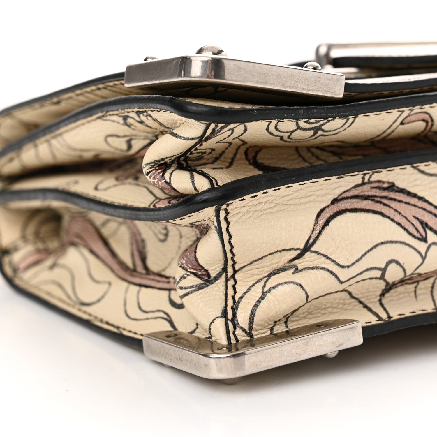 Prada X JAMES JEAN Glace Calfskin Rabbit Print Cahier Bag Opaline 8 of 18