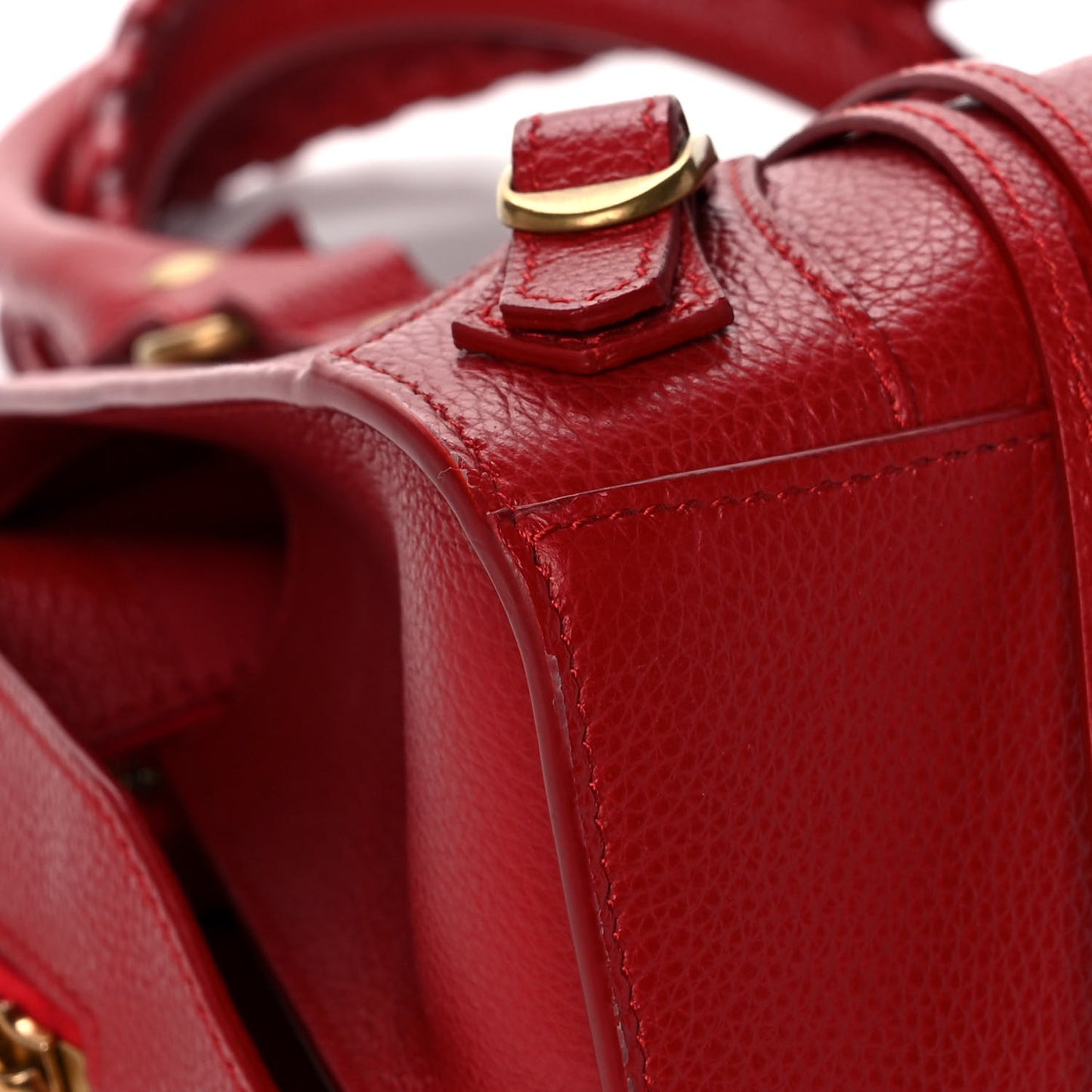 Grained Calfskin Neo Classic Gold Hardware S City Medium Red