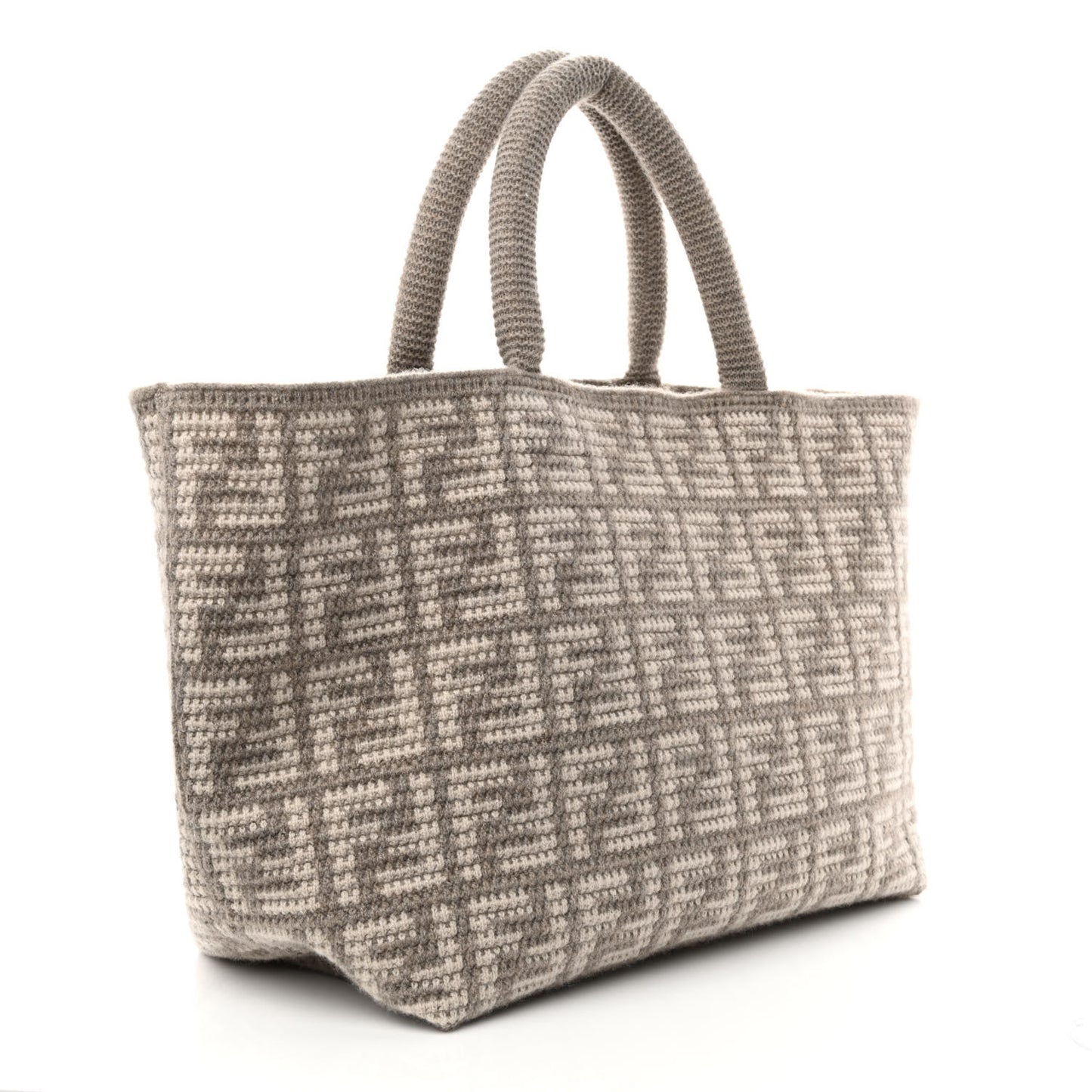 Cashmere Knit FF Large Shopper Tote Tortora