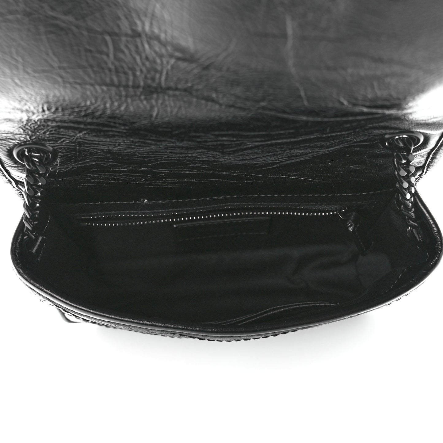 Crinkled Calfskin Matelasse Monogram Niki Chain Wallet Black