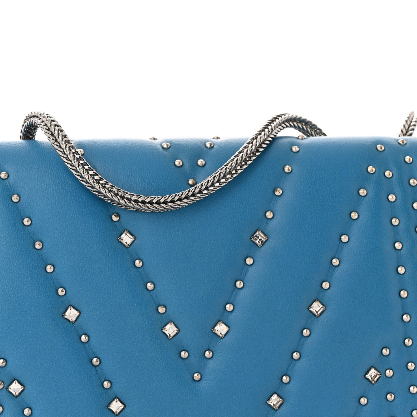 Lambskin Diamond Disco Flap Crossbody Bag Blue