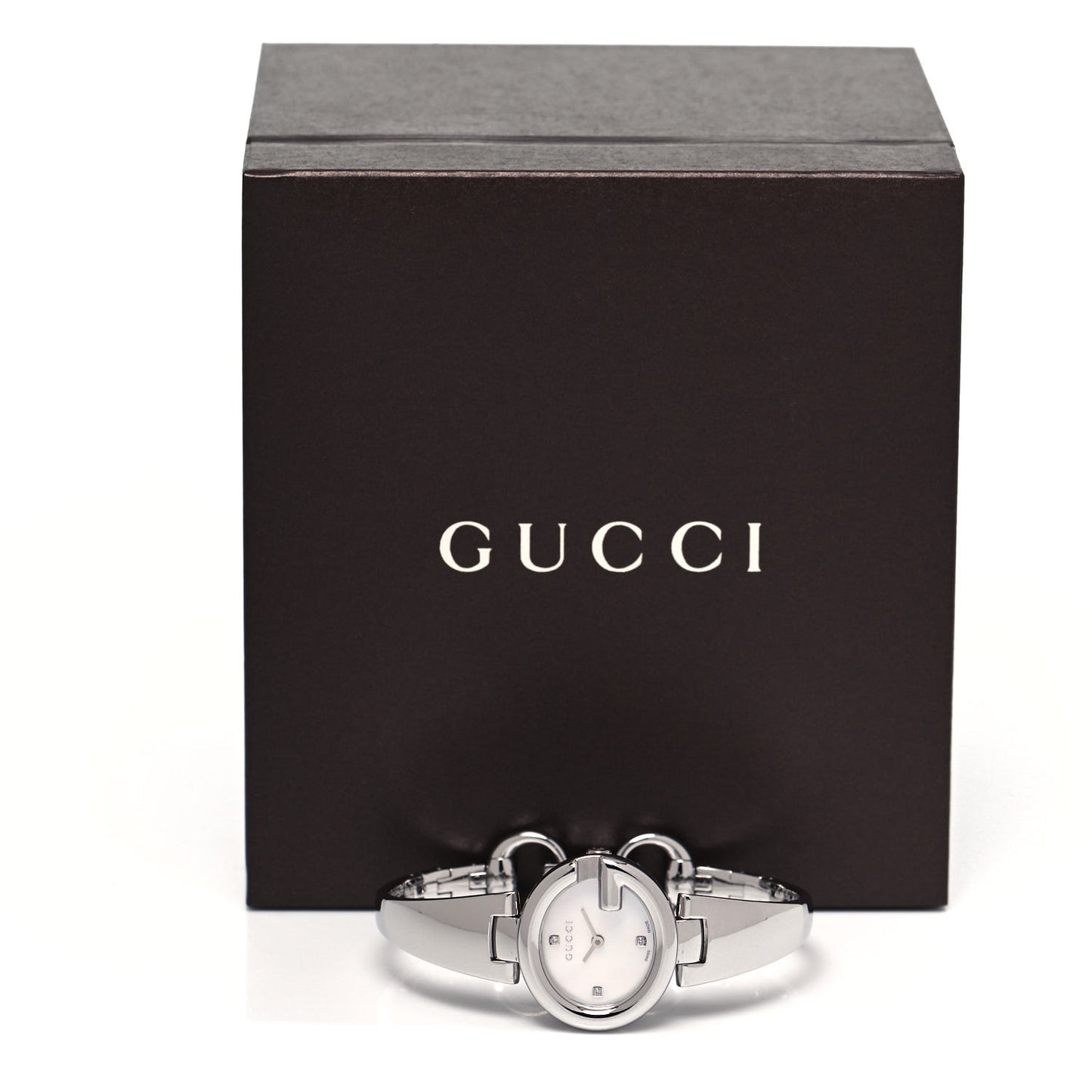 Stainless Steel Diamond Mother of Pearl 27mm Guccissima Quartz Watch
