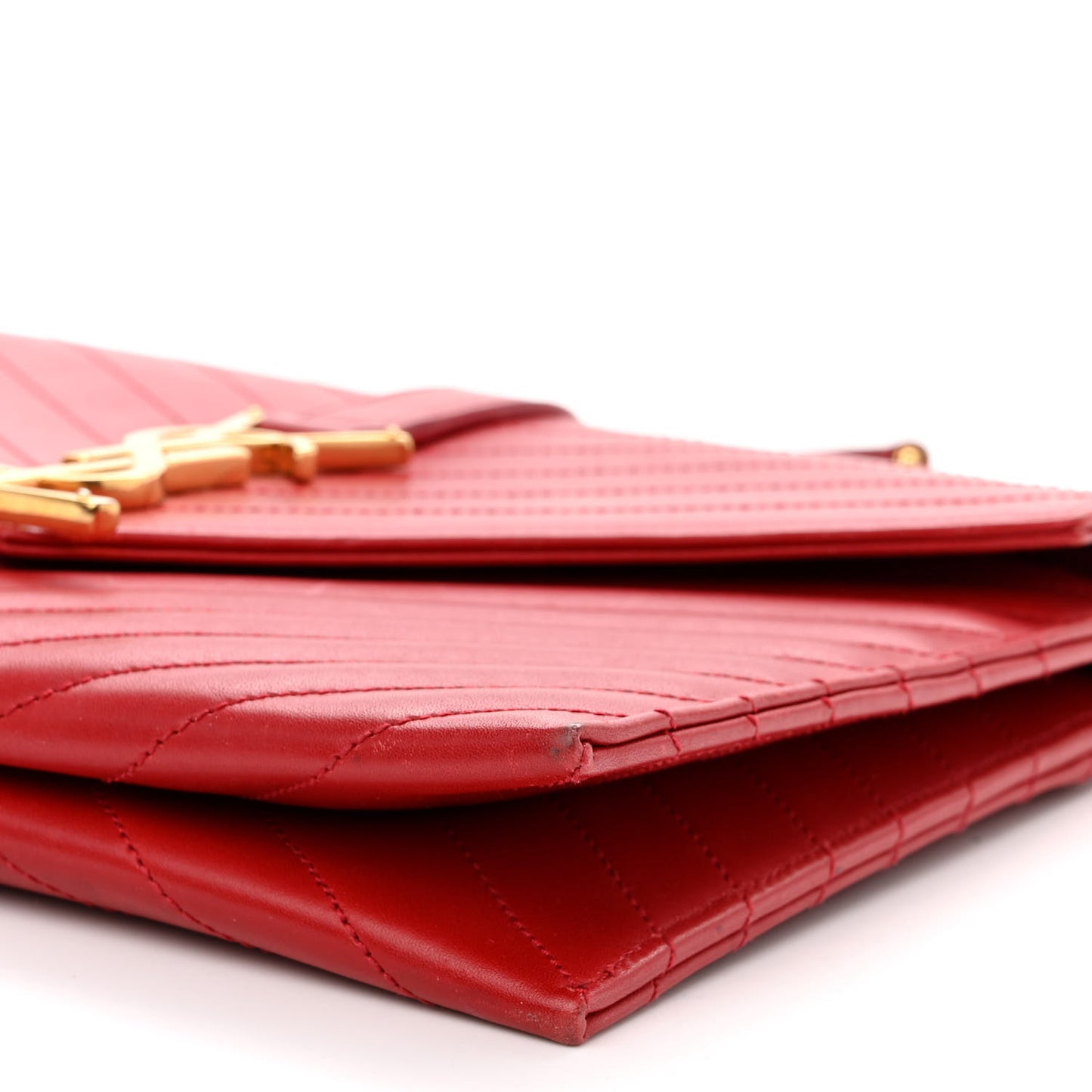 Calfskin Matelasse Chevron Medium Monogram Satchel Red