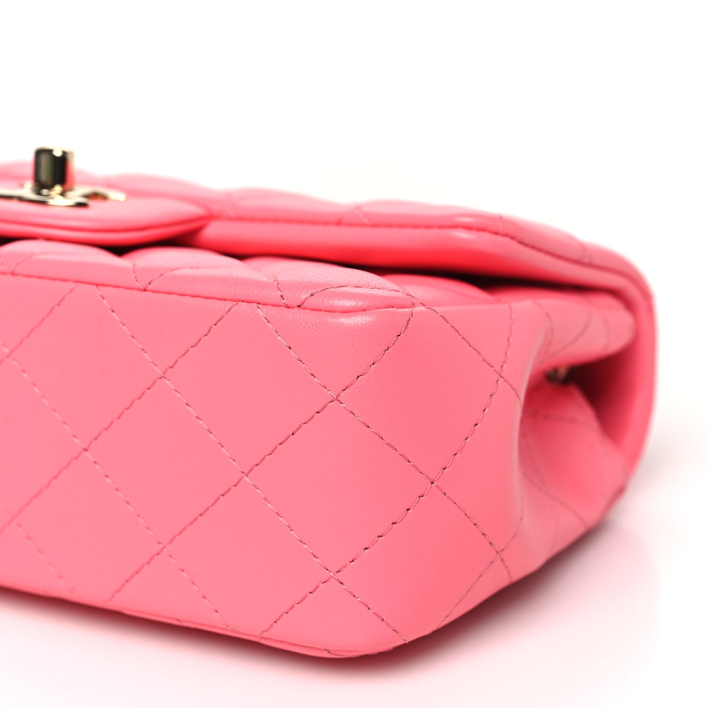 Lambskin Quilted Mini Rectangular Flap Pink