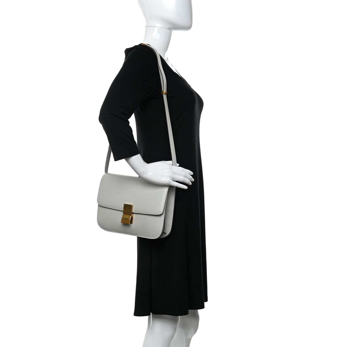 Liege Calfskin Medium Classic Box Flap Bag Pale Grey