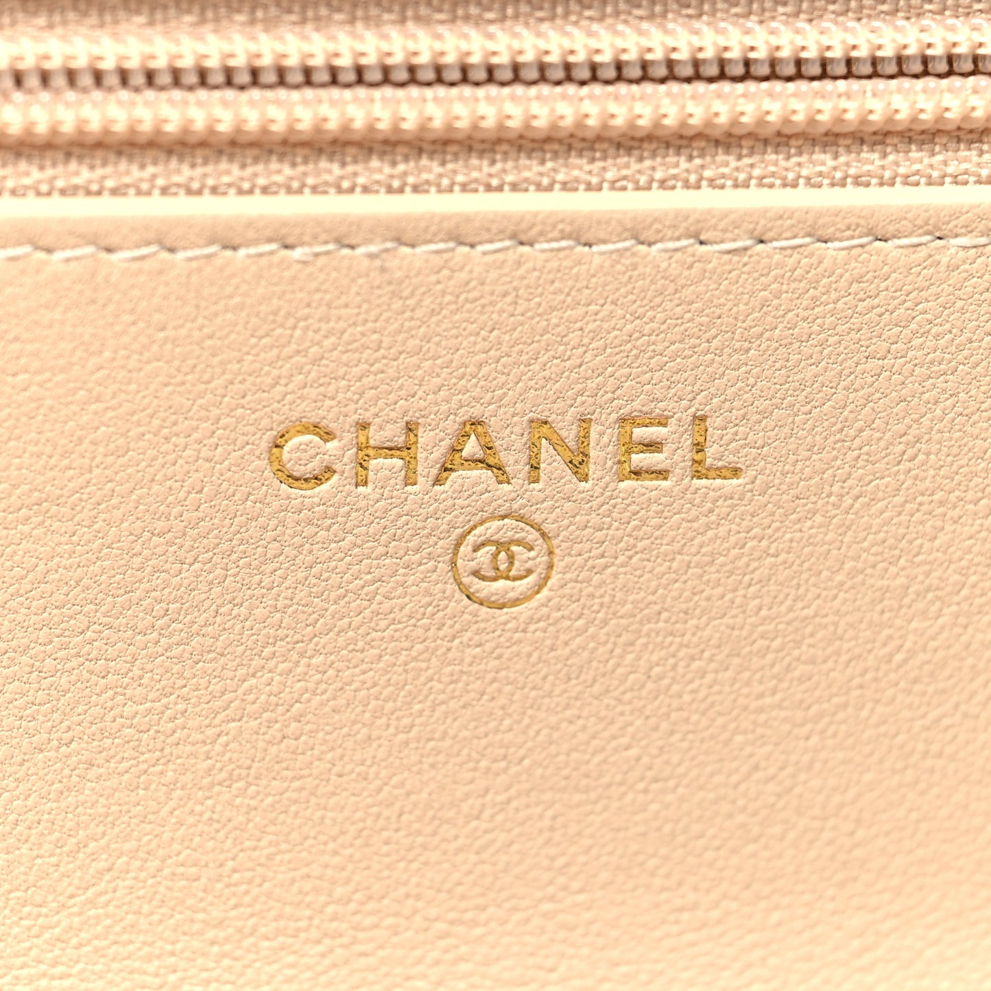 Lambskin Quilted Chanel 19 Wallet On Chain WOC Beige