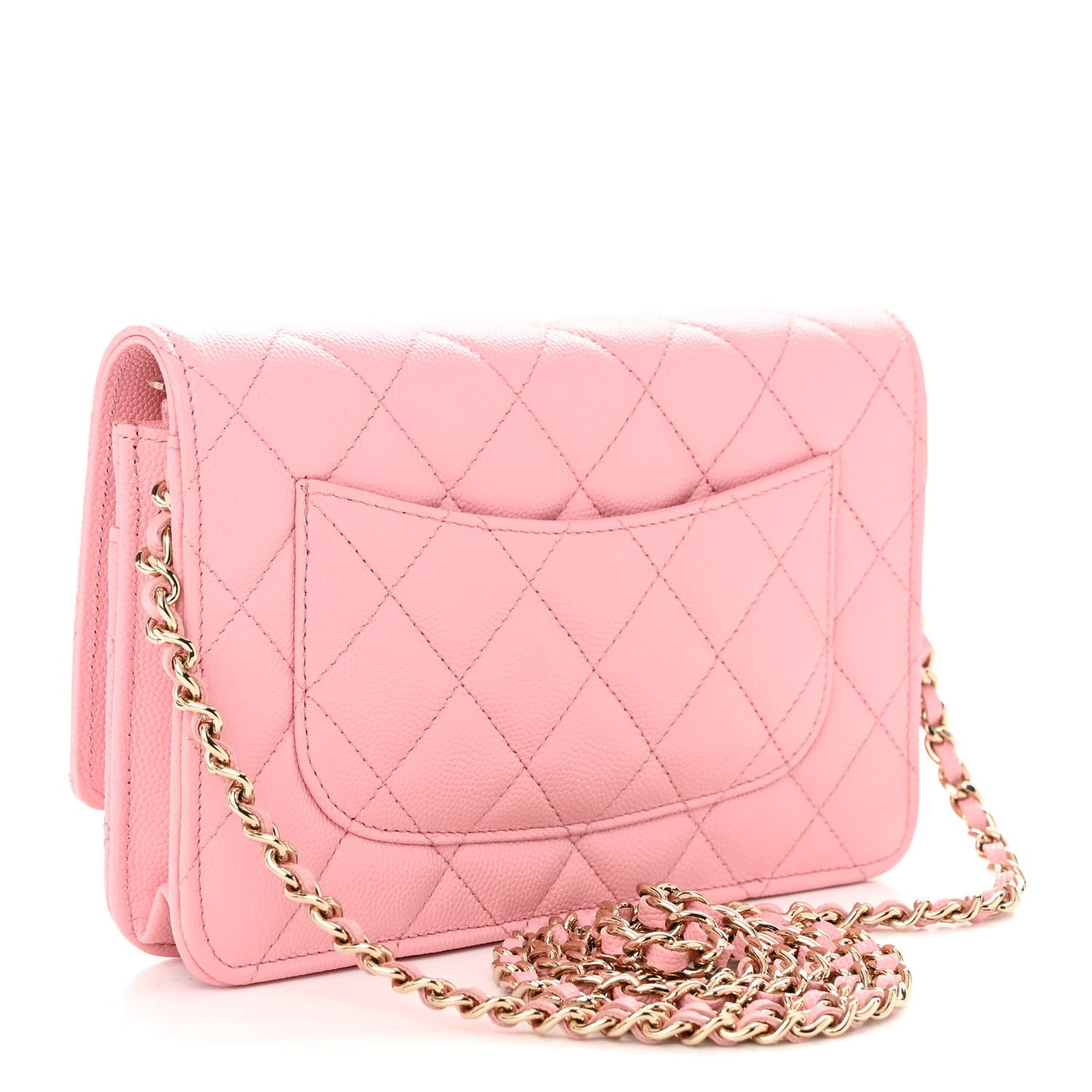Caviar Quilted Wallet on Chain WOC Light Pink