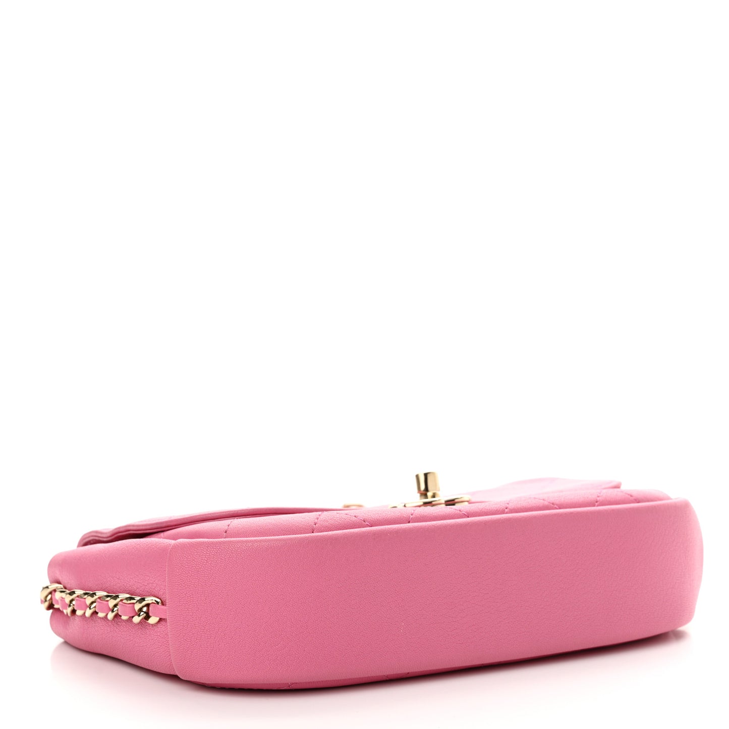 Goatskin Stitched Casual Trip Single Flap Pink