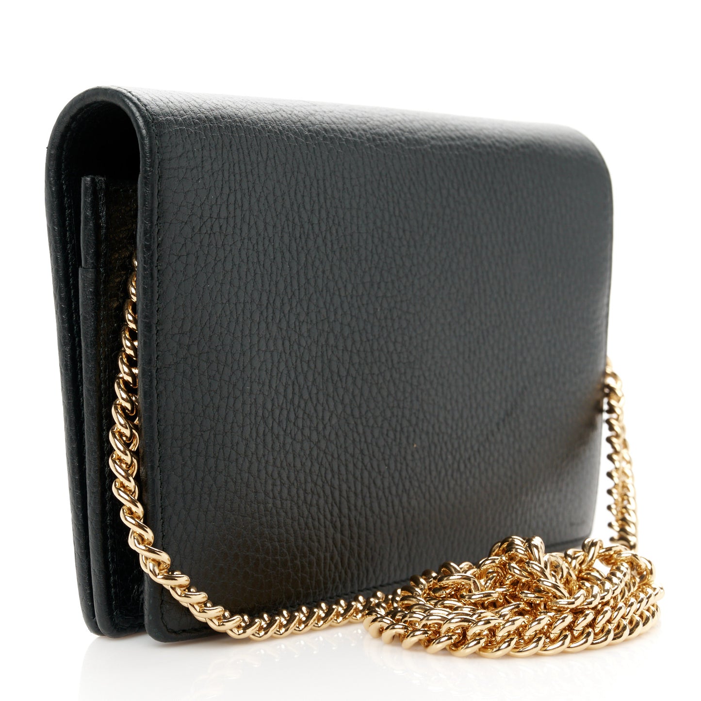 Calfskin Mini GG Marmont Chain Wallet Black