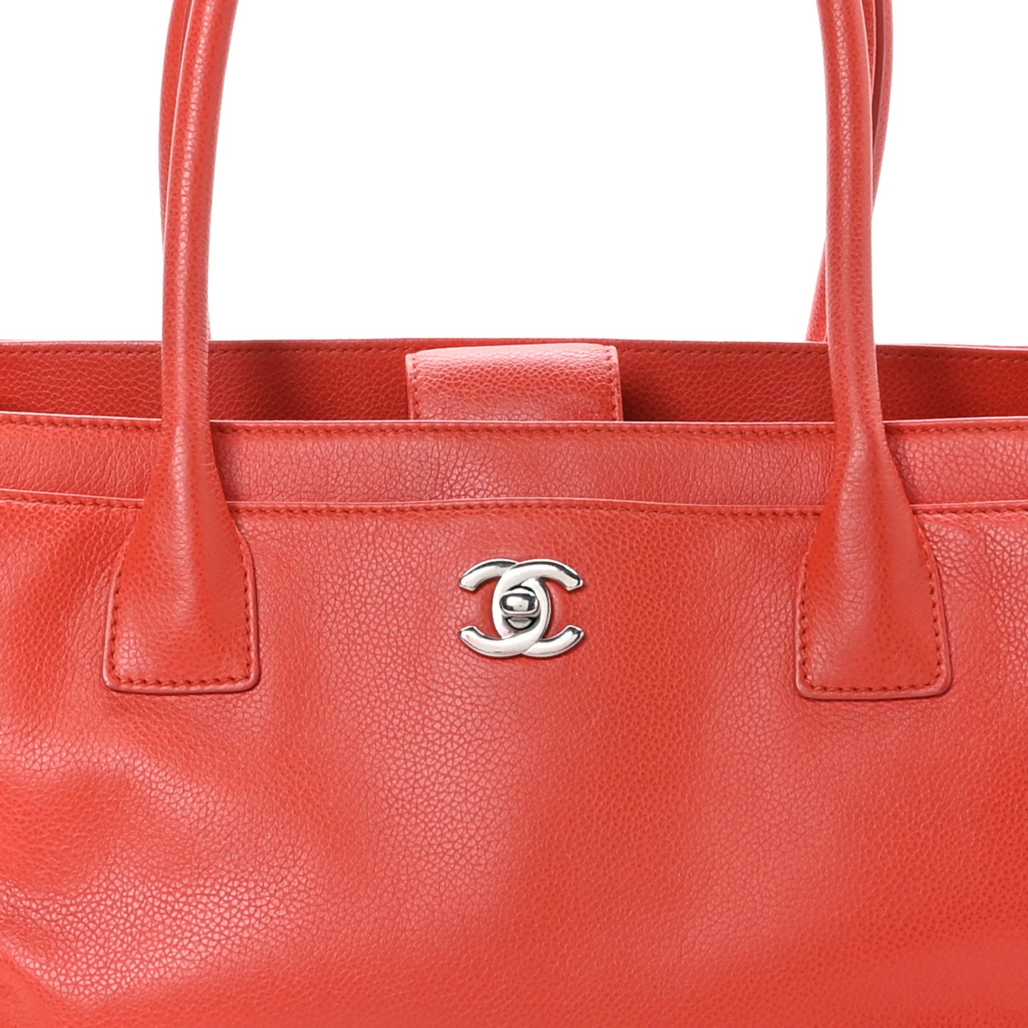 Calfskin Small Cerf Executive Shopper Tote Orange