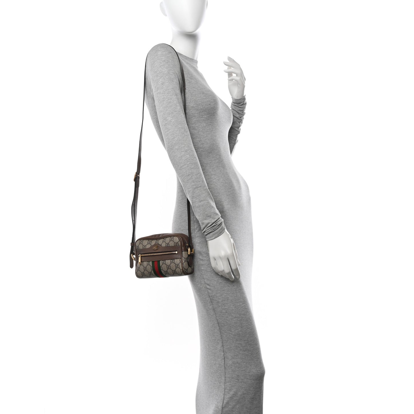 GG Supreme Monogram Web Mini Ophidia Shoulder Bag Brown