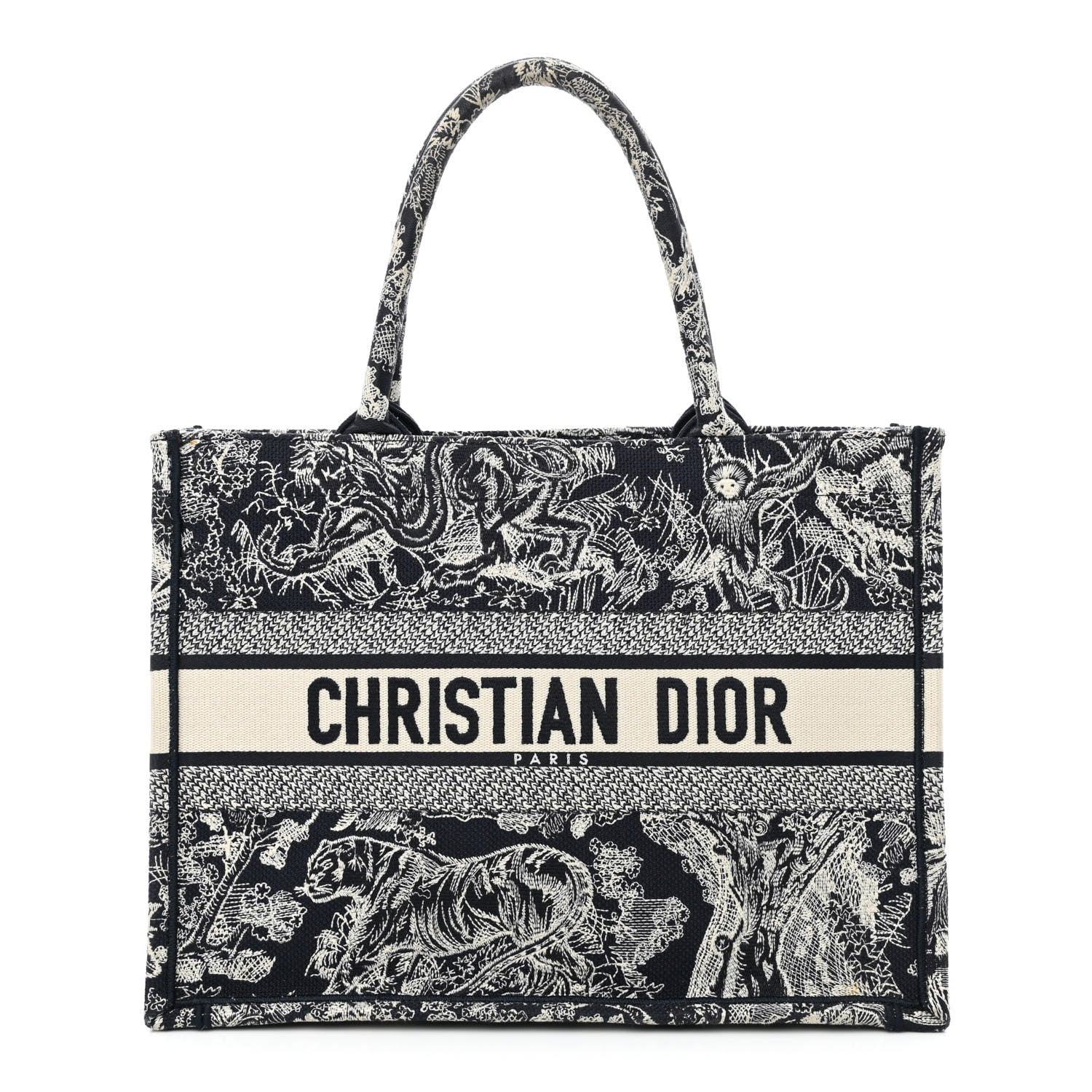 Christian Dior Canvas Embroidered Medium Dioriviera Toile De Jouy Reverse Book Tote Blue 1 of 10