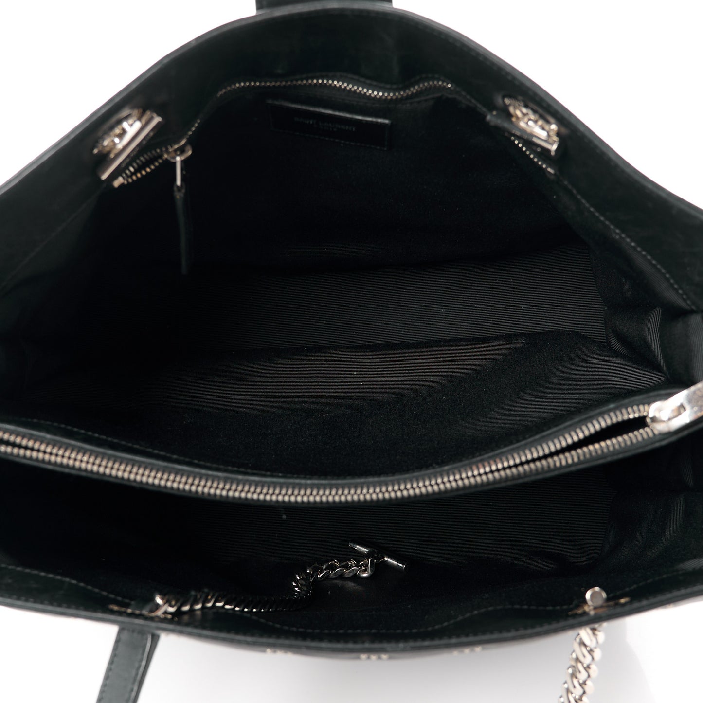 Lambskin Matelasse Studded Chevron Monogram Shopping Bag Black