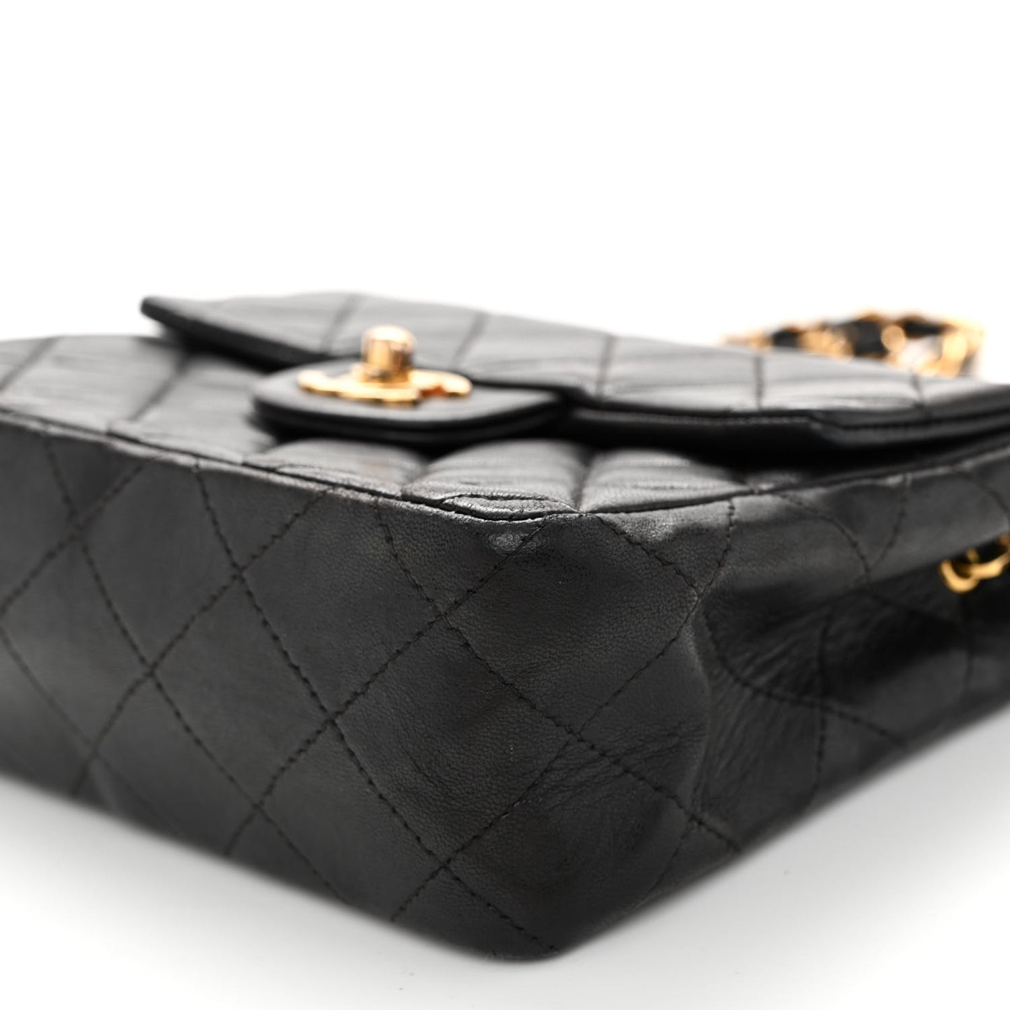 Lambskin Quilted Mini Square Flap Bag Black