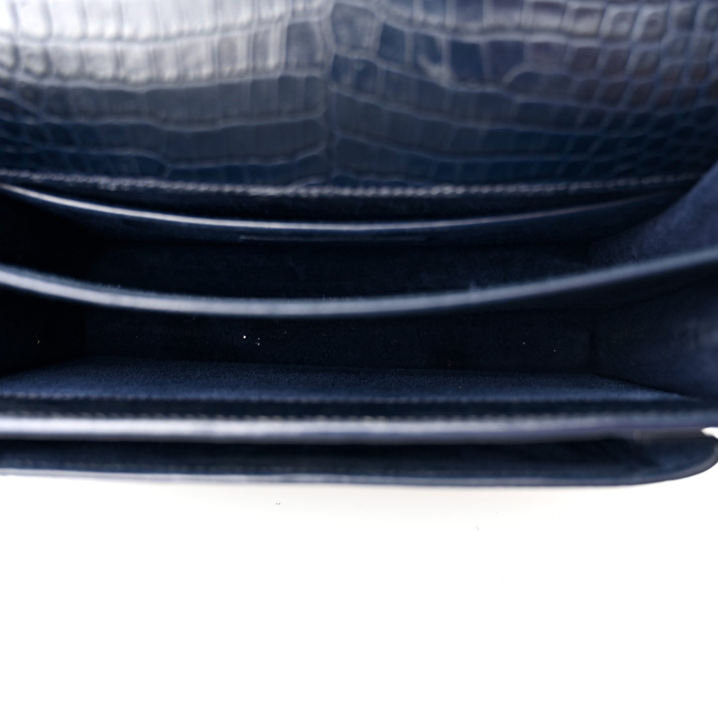 Calfskin Crocodile Embossed Medium Monogram Sunset Navy