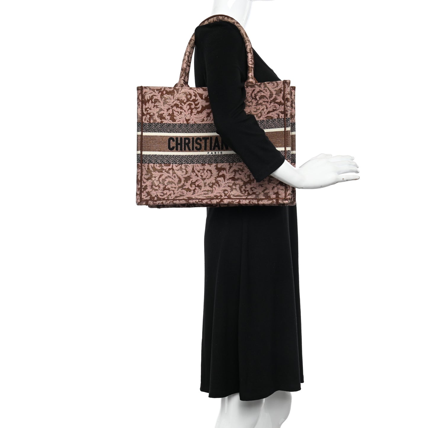 Canvas Embroidered Medium Brocart Book Tote Metallic Pink